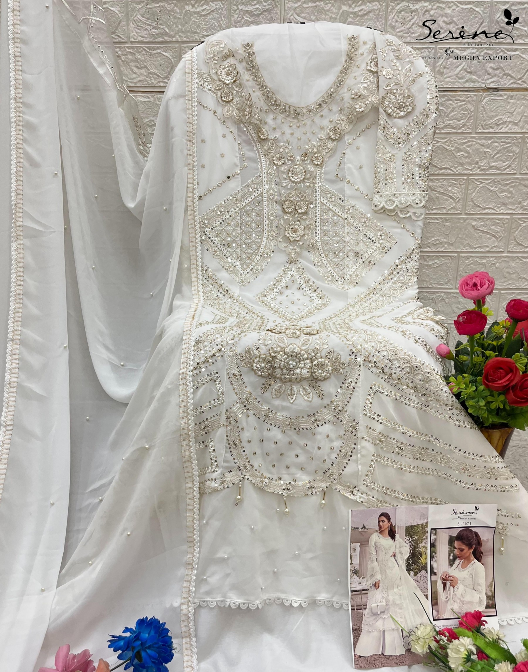 SERINE S 367 I J BLACK AND WHITE PAKISTANI SUITS BUY ONLINE