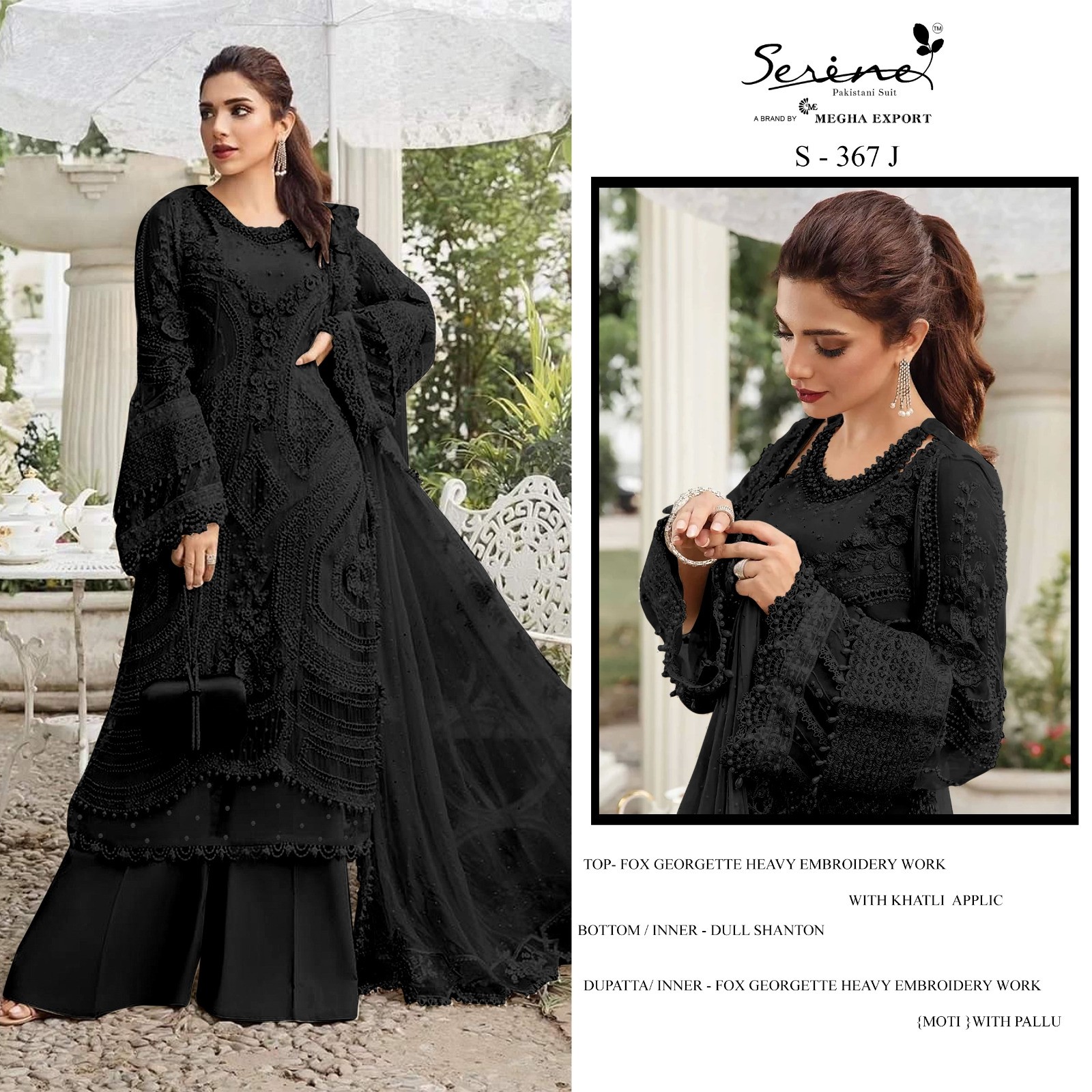 SERINE S 367 I J BLACK AND WHITE PAKISTANI SUITS BUY ONLINE