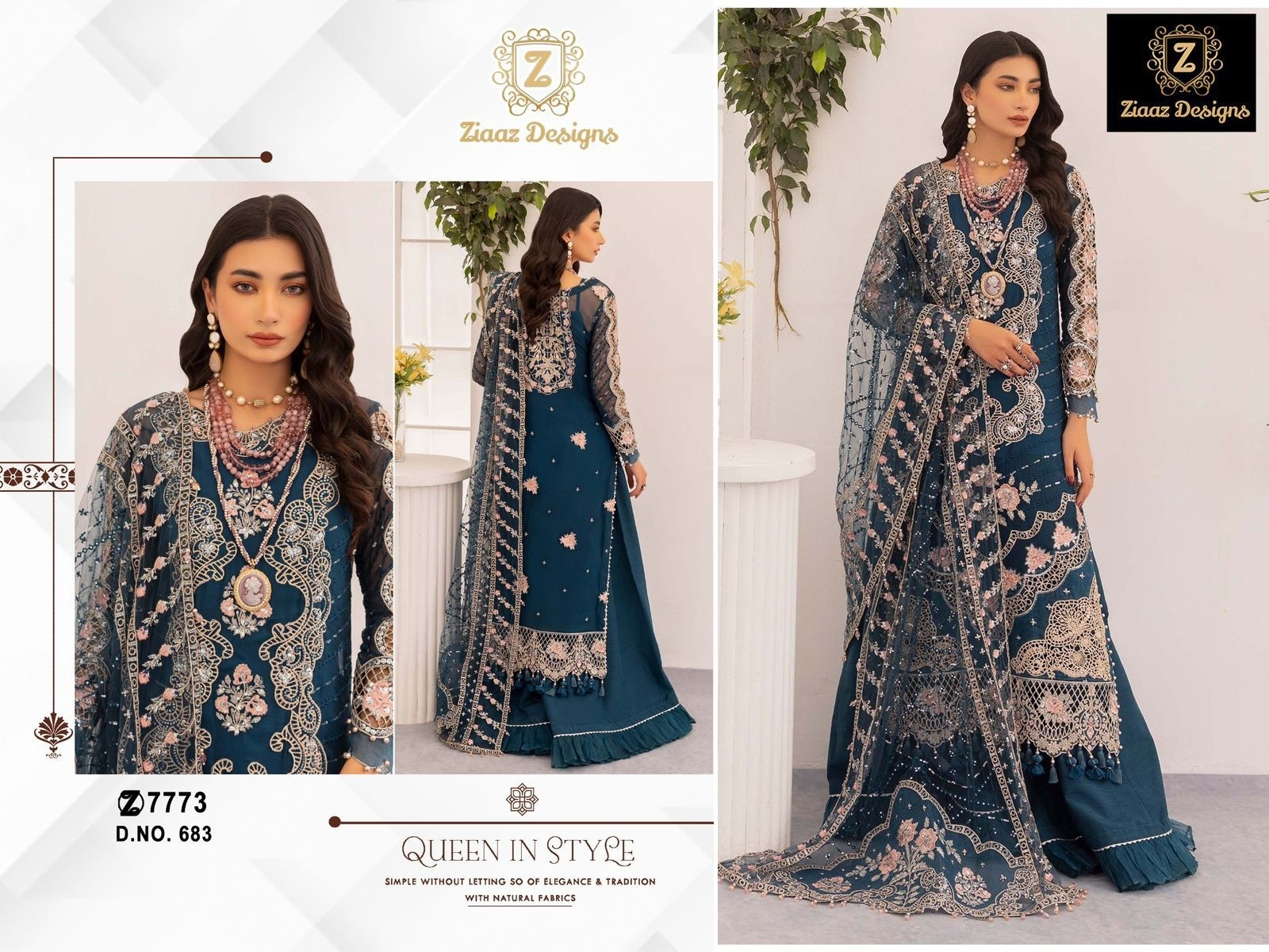 ZIAAZ DESIGNS 683 PARTYWEAR DEALER BUY PAKISTANI SUITS