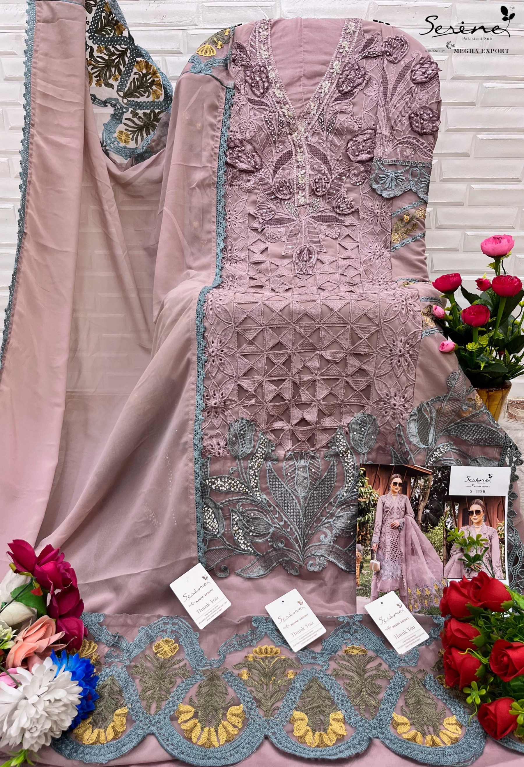 SERINE S 350 ABCD PAKISTANI SUITS BUY DEALER WHOLESALE 