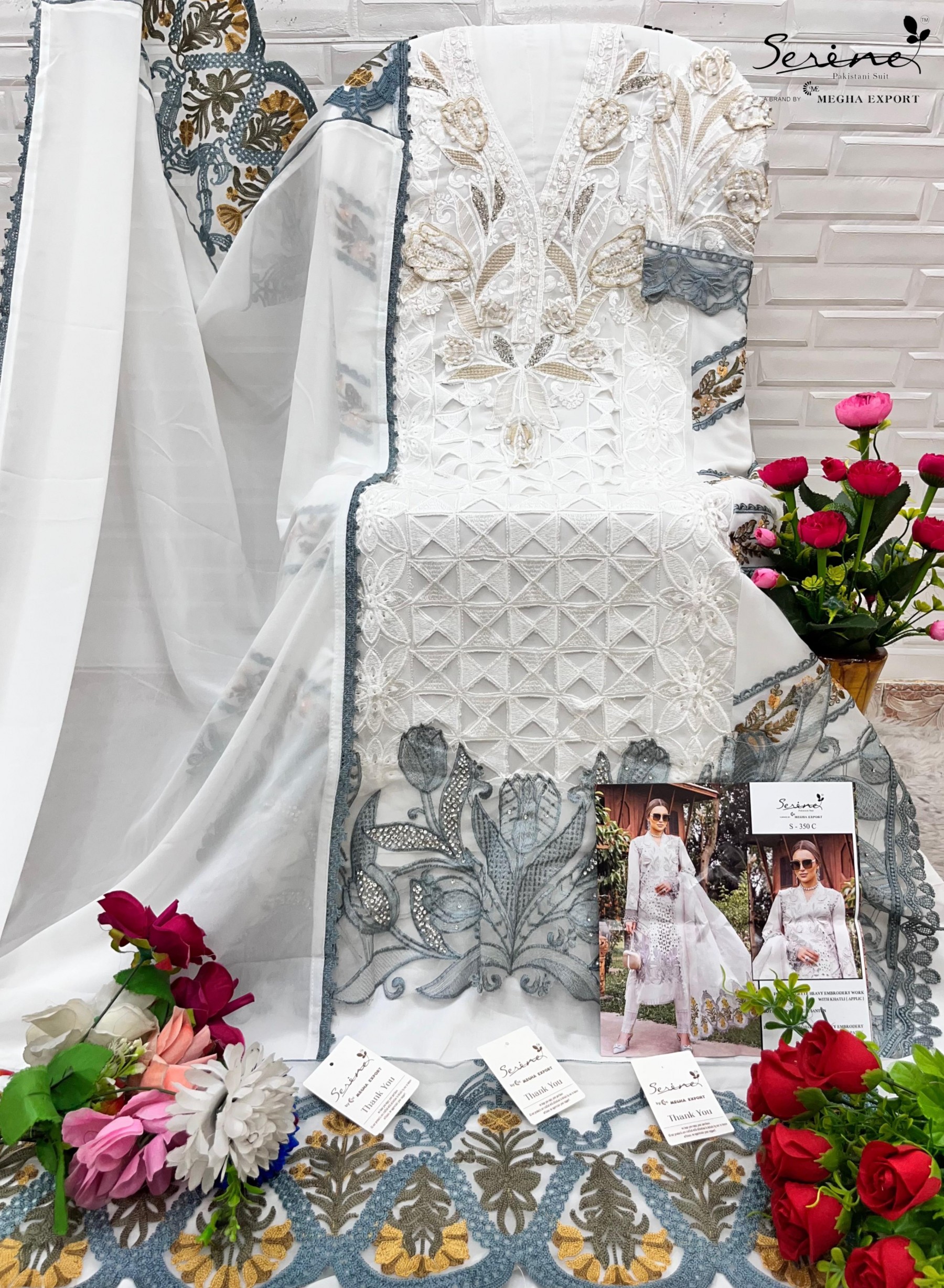 SERINE S 350 ABCD PAKISTANI SUITS BUY DEALER WHOLESALE 