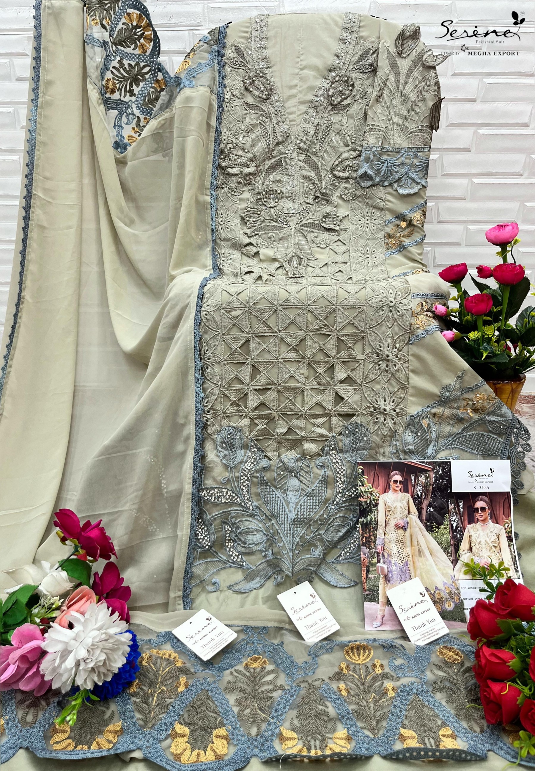 SERINE S 350 ABCD PAKISTANI SUITS BUY DEALER WHOLESALE 