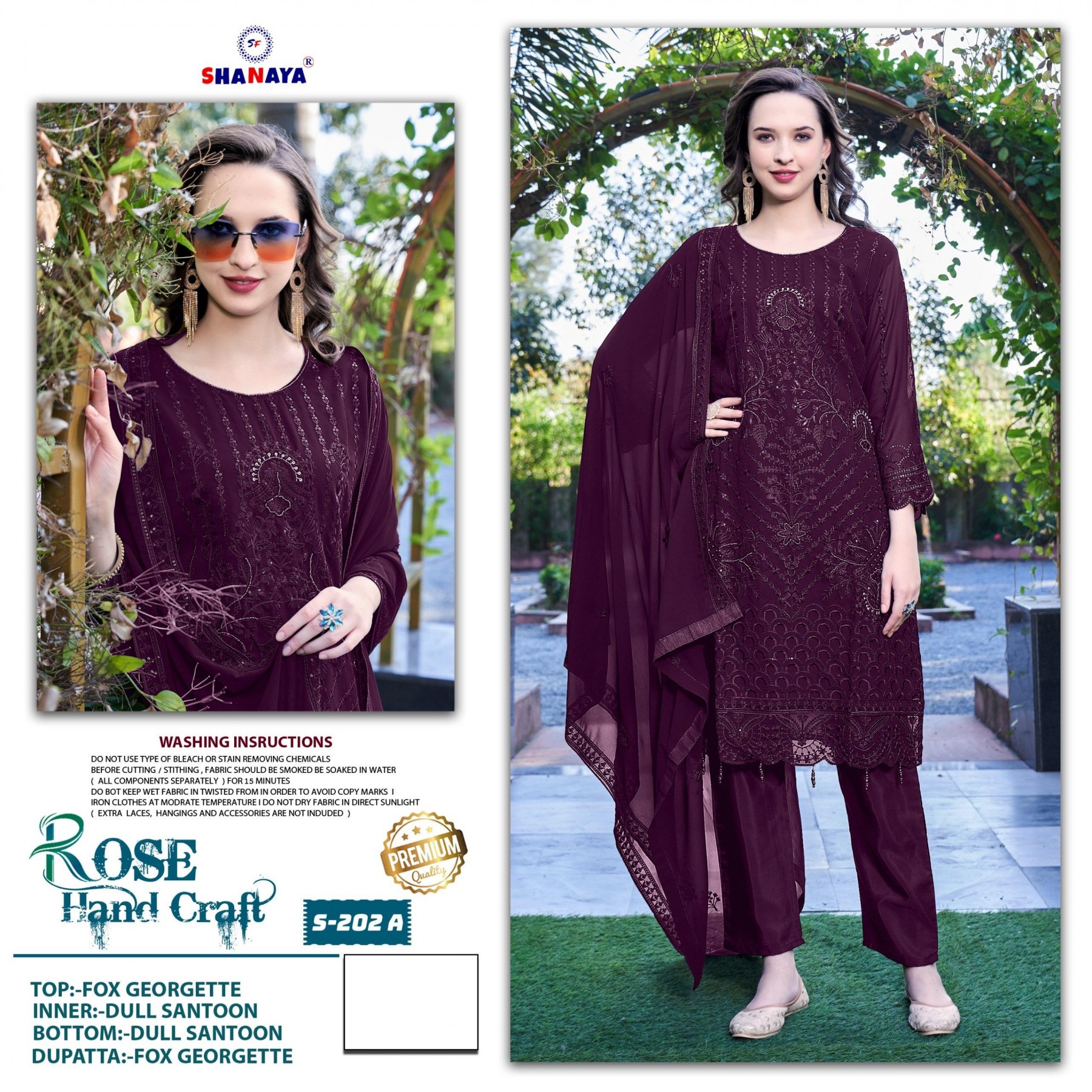 SHANAYA ROSE HAND CRAFT S 202 A B C D DEALER PAKISTANI SUITS BUY ONLINE