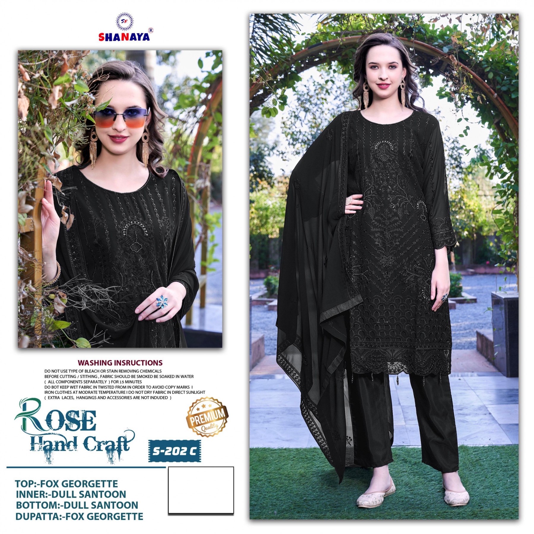 SHANAYA ROSE HAND CRAFT S 202 A B C D DEALER PAKISTANI SUITS BUY ONLINE