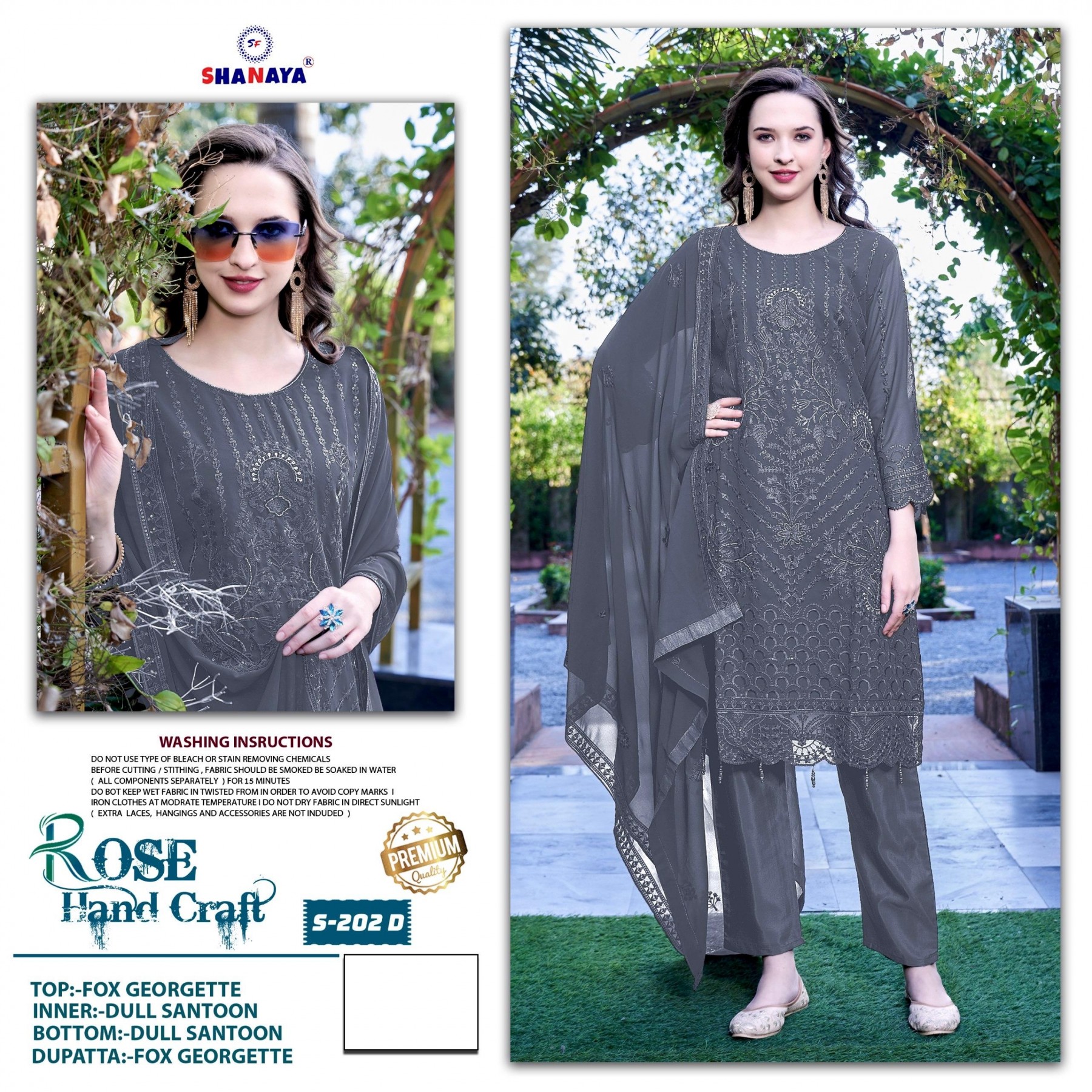 SHANAYA ROSE HAND CRAFT S 202 A B C D DEALER PAKISTANI SUITS BUY ONLINE