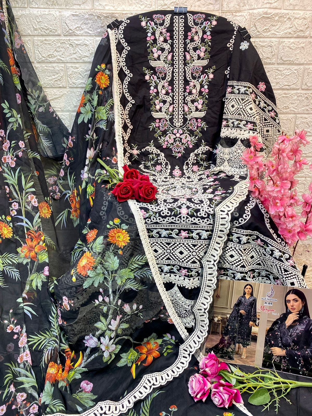 ALIF FASHION A 84 MARYAM VOL 1 BLACK PAKISTANI SUITS WHOLESALE