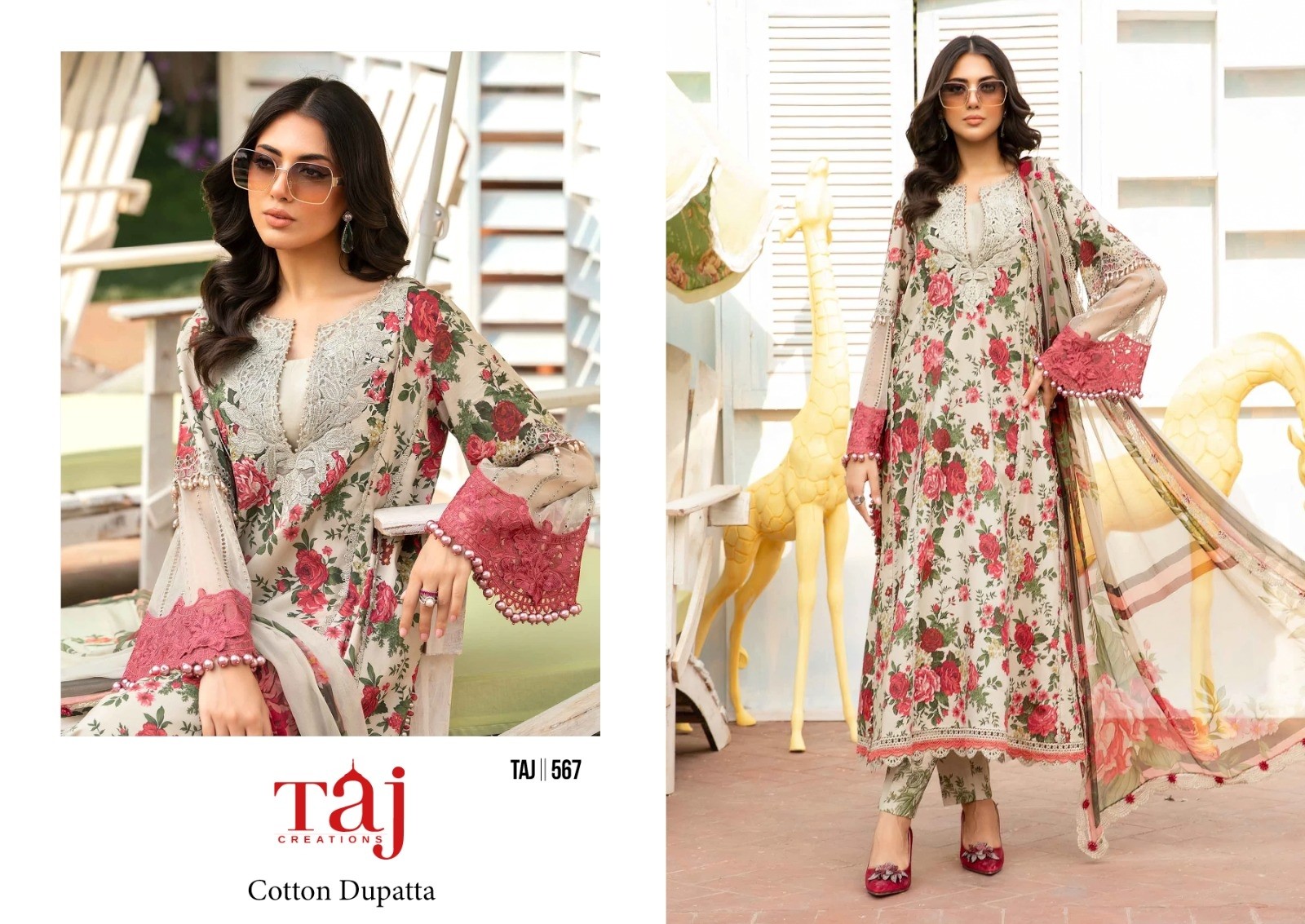 TAJ CREATIONS TAJ 567 COTTON PRINTED PAKISTANI SUITS