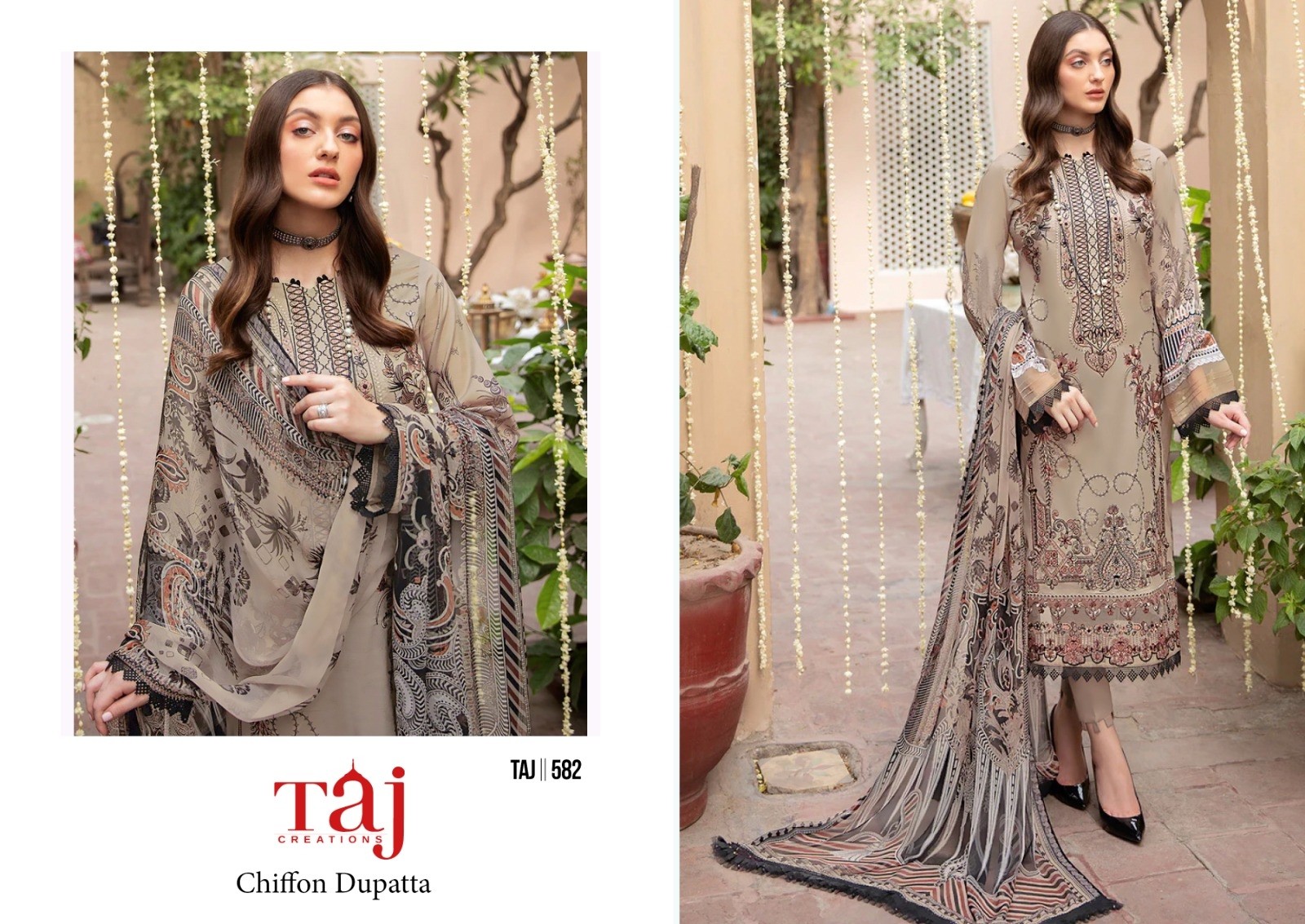 TAJ CREATIONS TAJ 582 PAKISTANI SUITS BUY COTTON 
