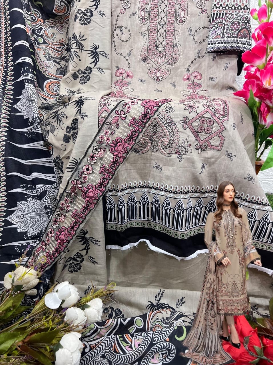 TAJ CREATIONS TAJ 582 PAKISTANI SUITS BUY COTTON 