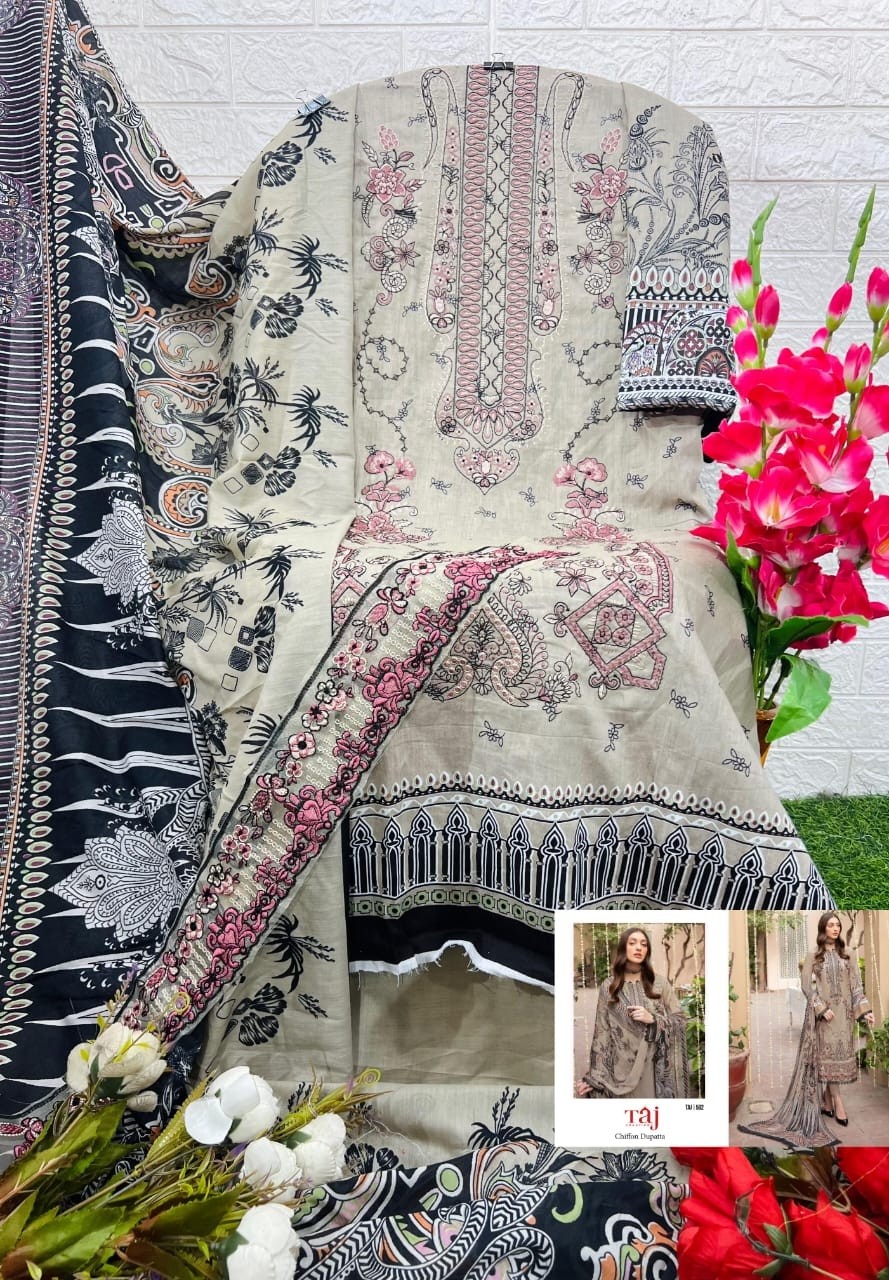 TAJ CREATIONS TAJ 582 PAKISTANI SUITS BUY COTTON 