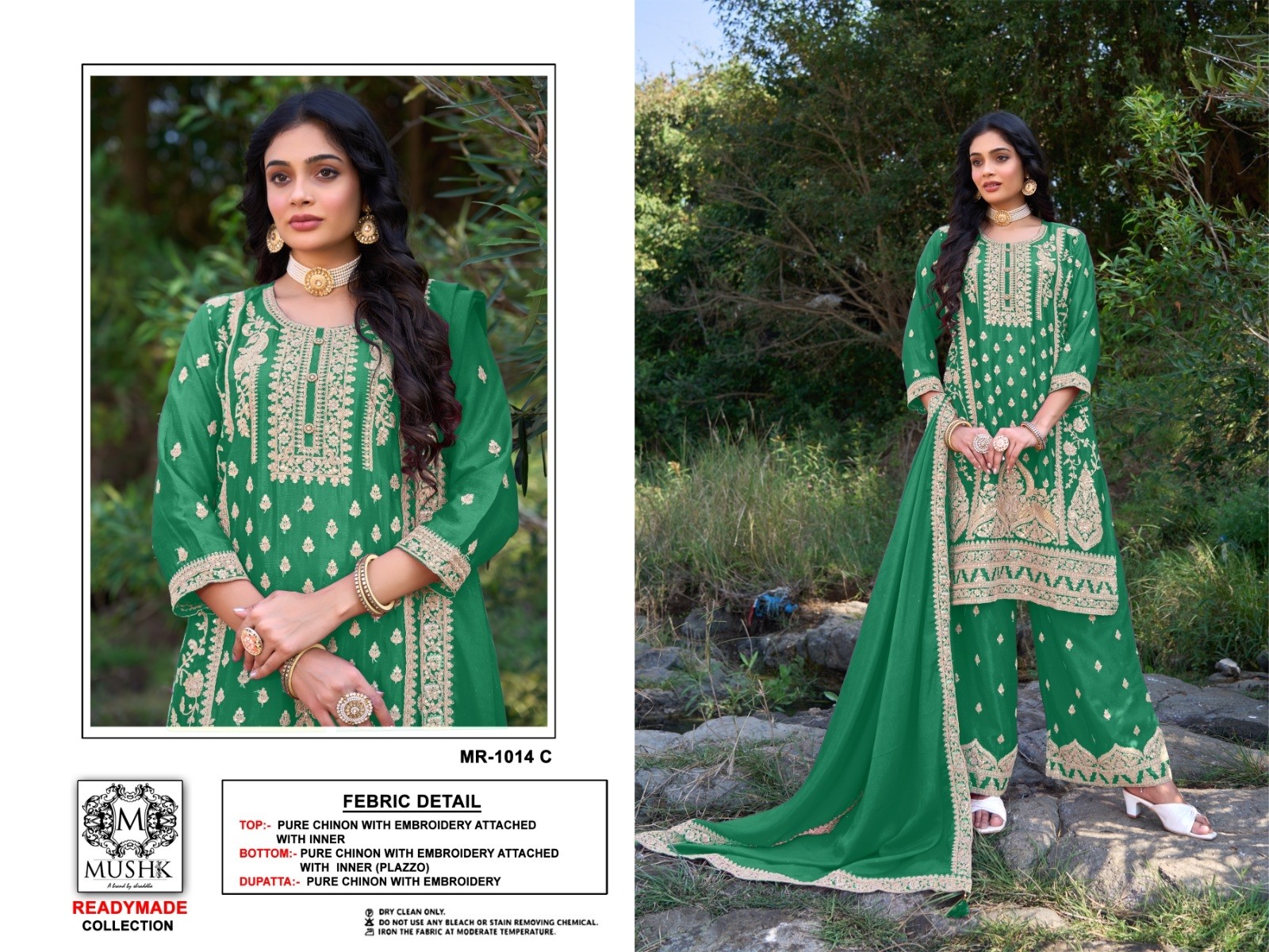 MUSHK MR 1014 A B C D PURE CHINON PAKISTANI SUITS