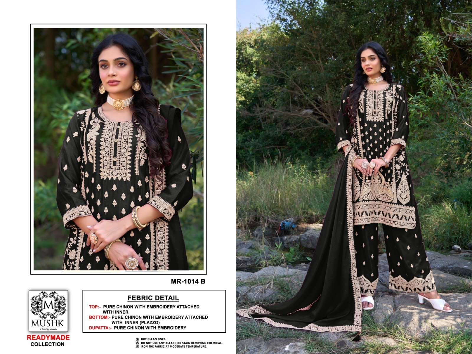 MUSHK MR 1014 A B C D PURE CHINON PAKISTANI SUITS