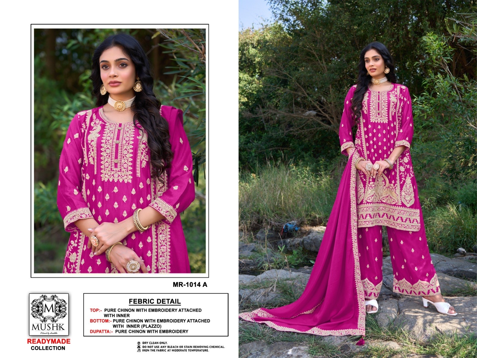 MUSHK MR 1014 A B C D PURE CHINON PAKISTANI SUITS