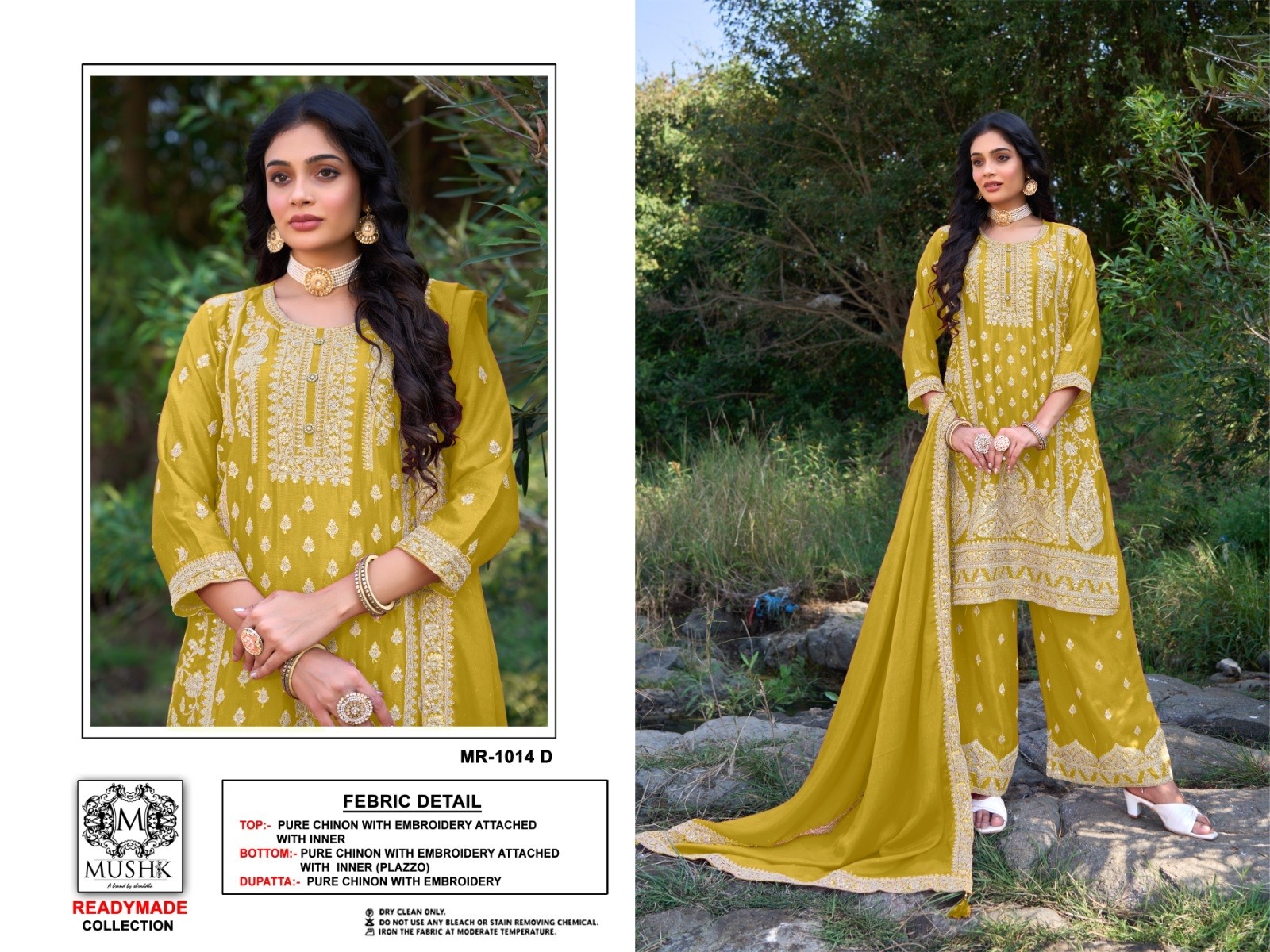 MUSHK MR 1014 A B C D PURE CHINON PAKISTANI SUITS