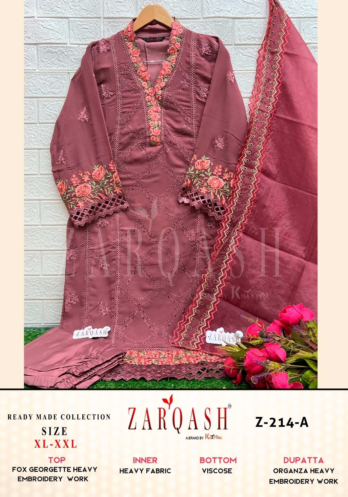 ZARQASH READYMADE COLLECTION 214 A B C STYLISH PAKISTANI SUITS WHOLESALE