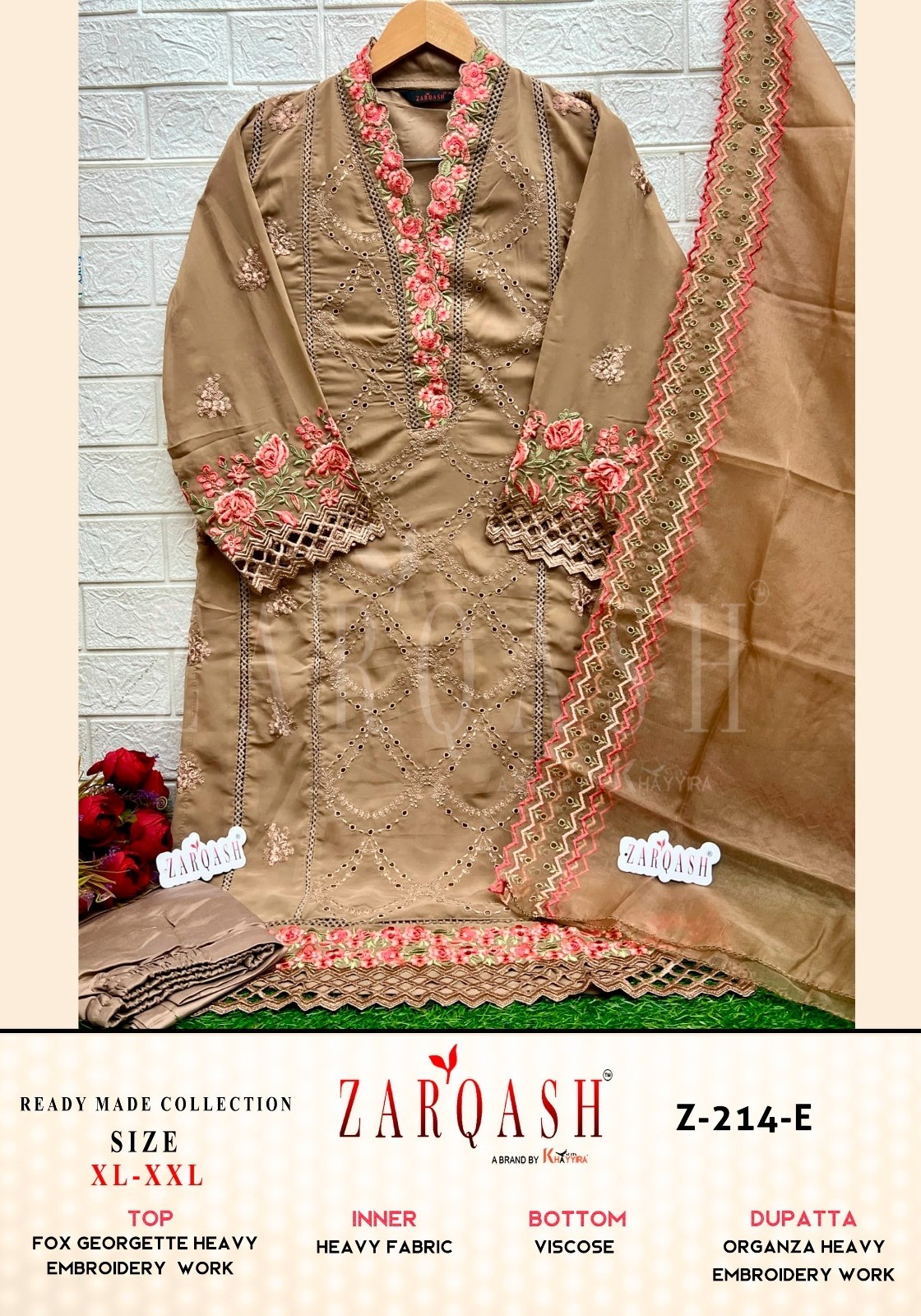 ZARQASH READYMADE COLLECTION 214 D E F STYLISH WHOLESALE PAKISTANI SUITS 