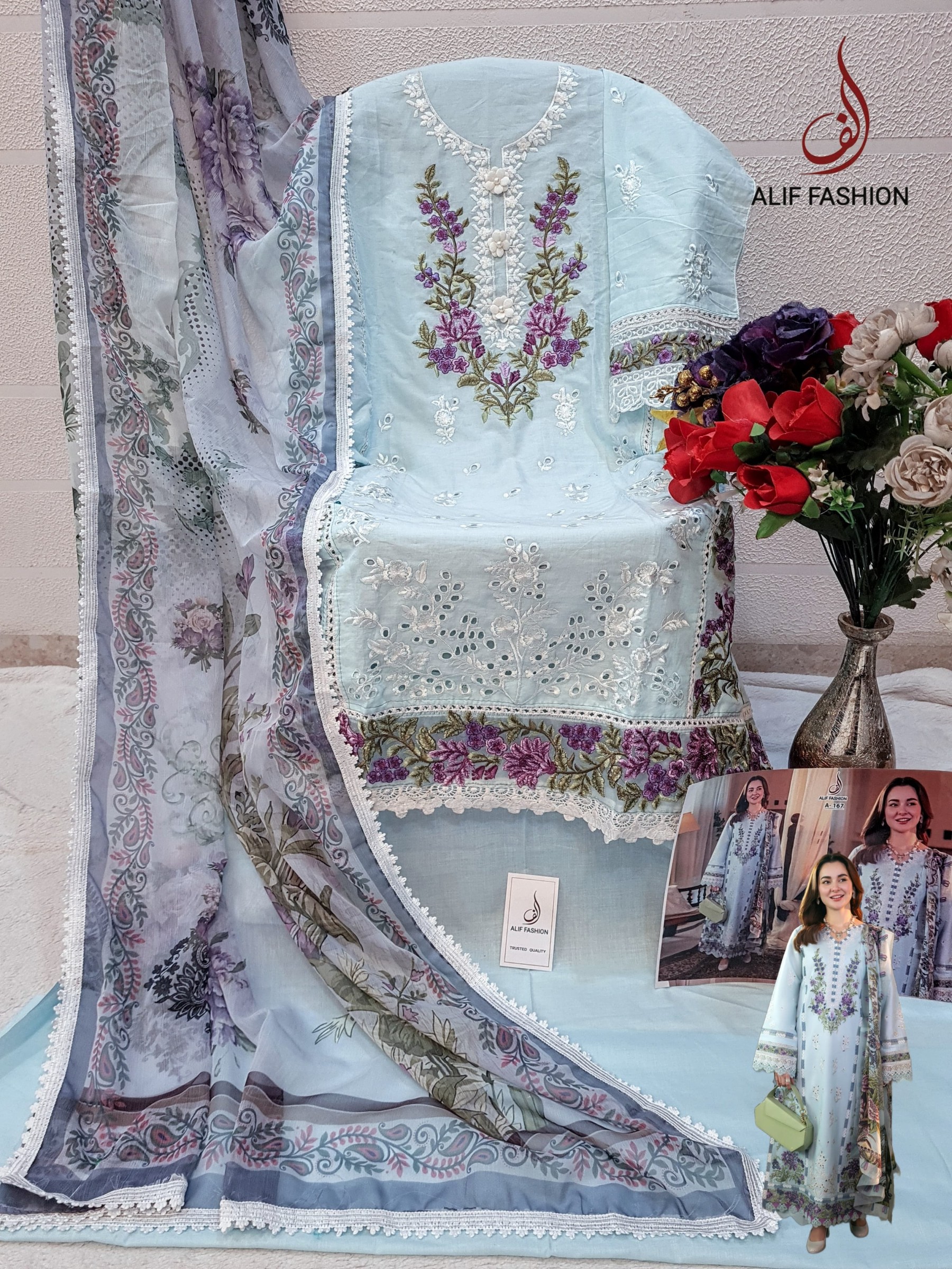 ALIF FASHION A 167 SALWAR SUITS DIGITAL PRINTED DUPTTA