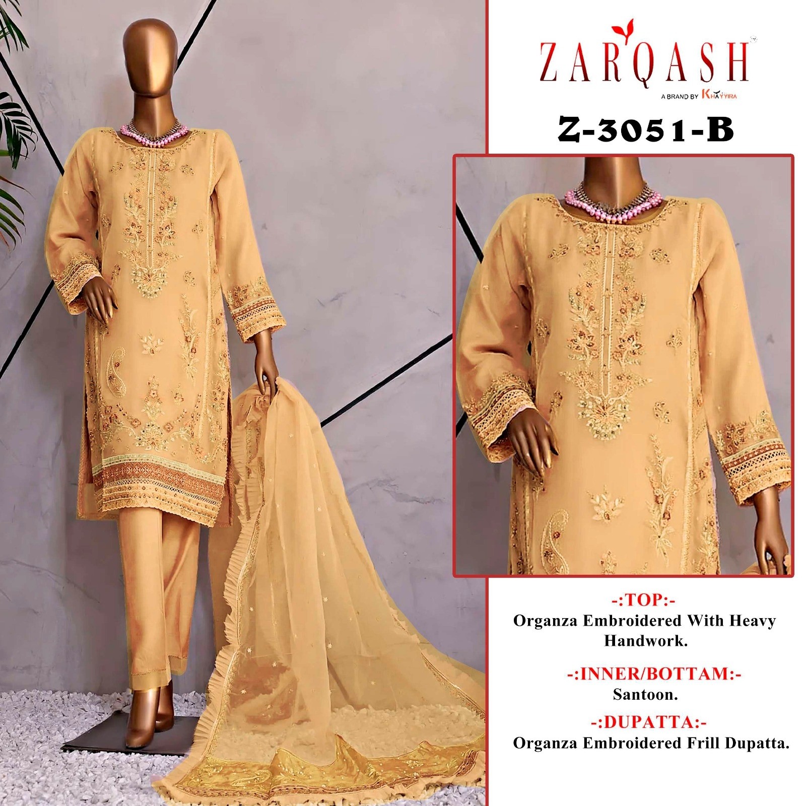 ZARQASH Z 3051 B BUY WHOLESALE PRICE SALWAR SUITS