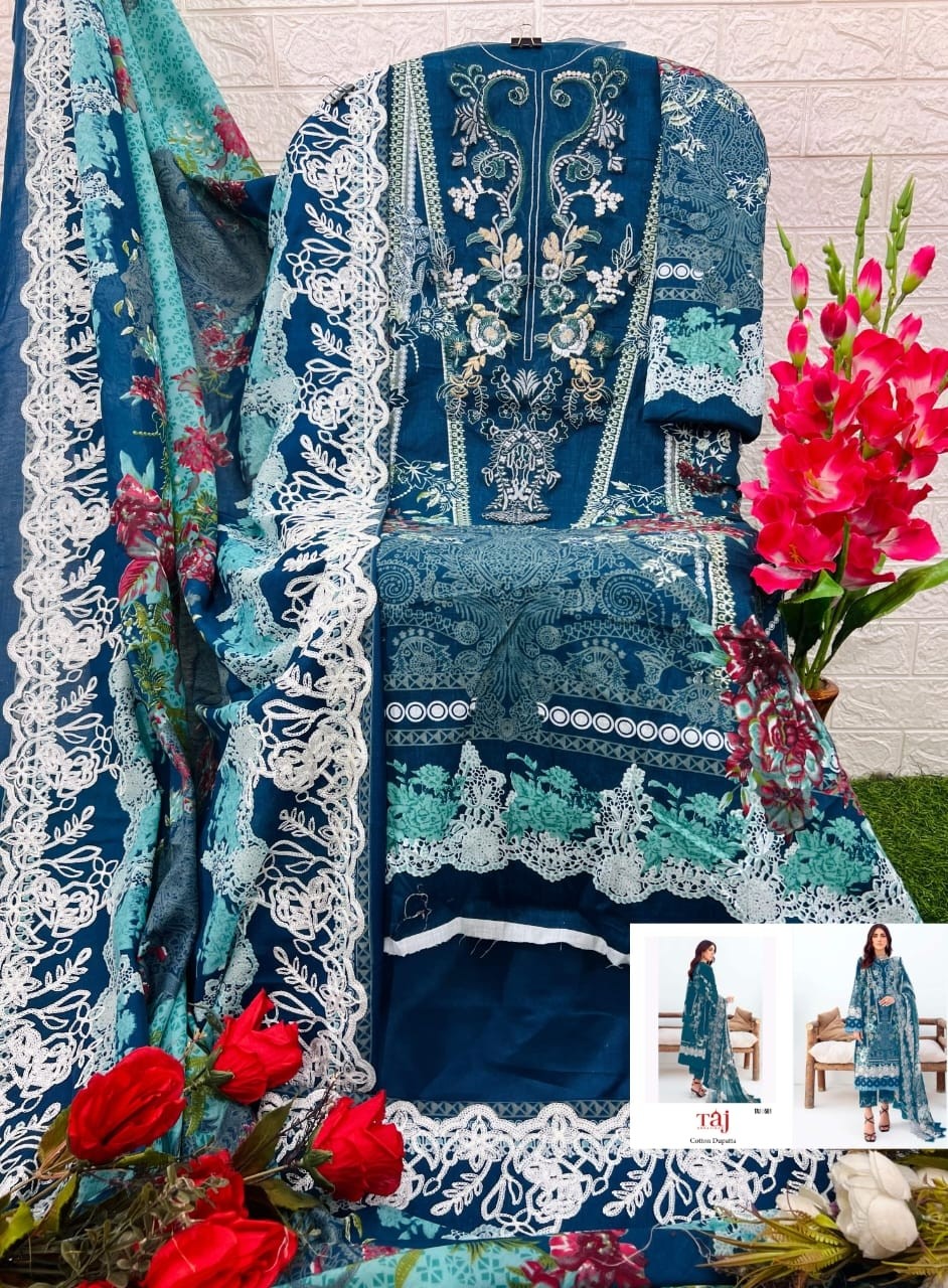 TAJ CREATIONS TAJ 581 COTTON SALWAR SUITS WHOLESALE