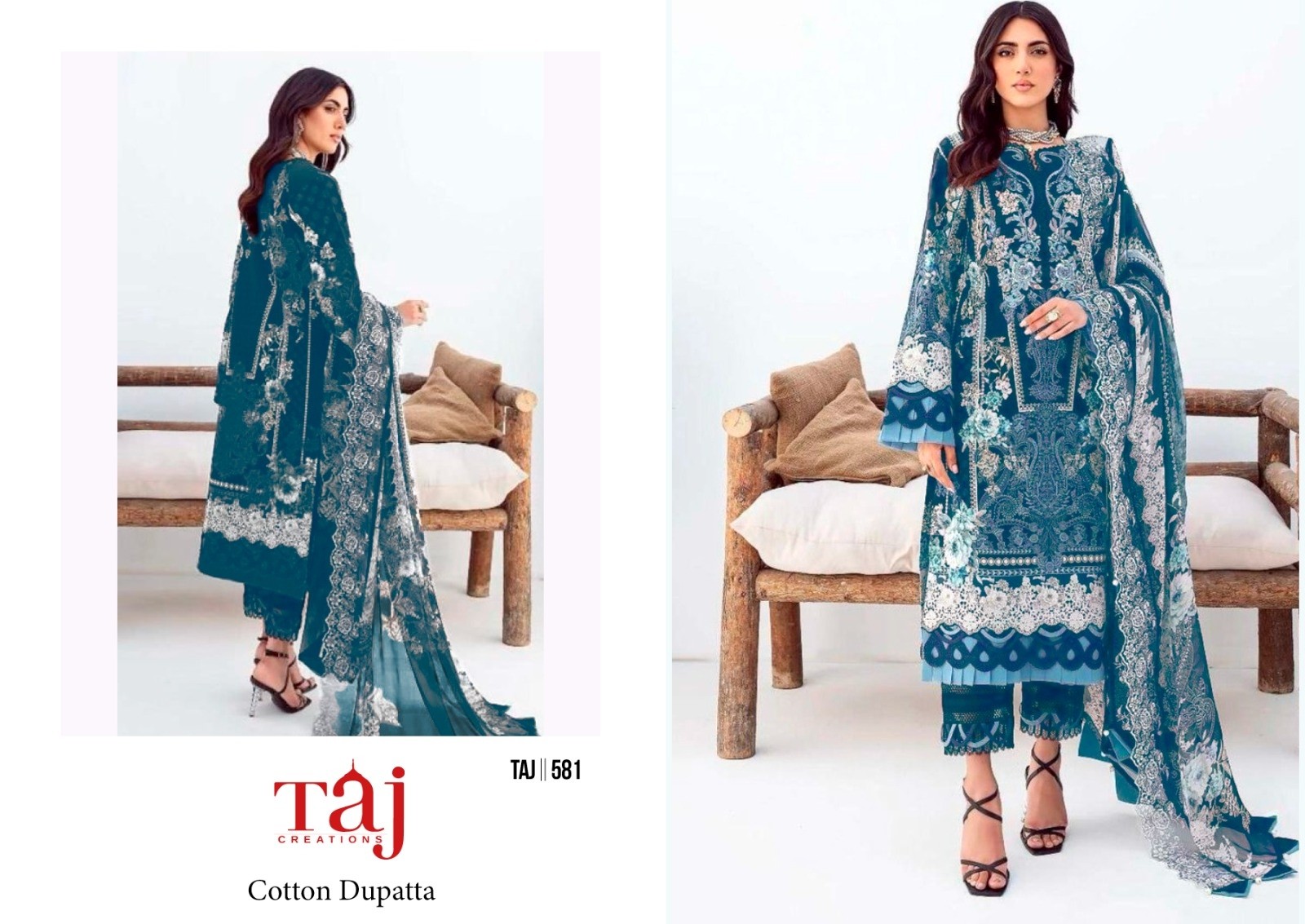 TAJ CREATIONS TAJ 581 COTTON SALWAR SUITS WHOLESALE