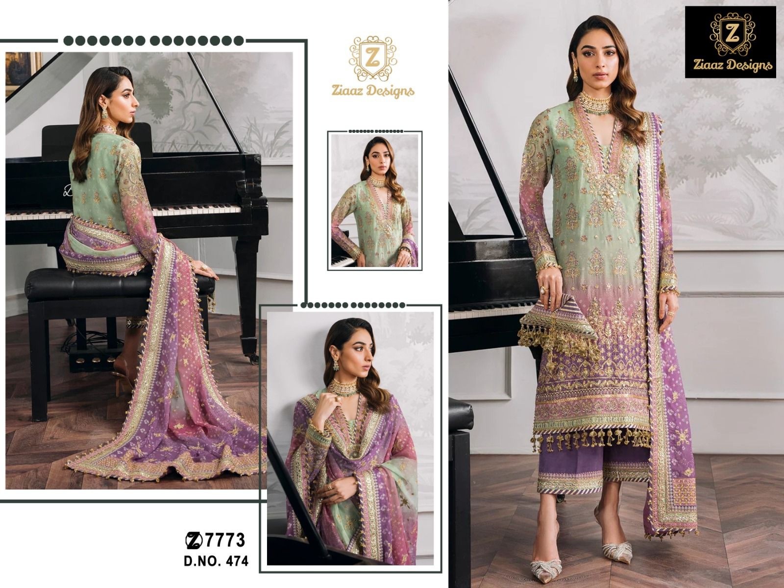 ZIAAZ DESIGNS 474 LATEST SALWAR SUITS SEMI STITCHED