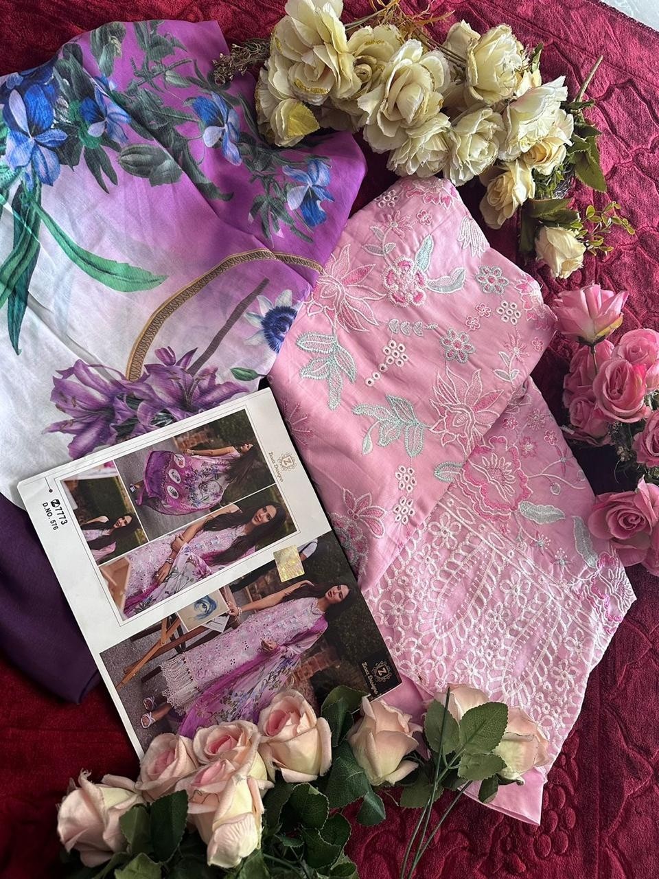ZIAAZ DESIGNS 576 PAKISTANI SUITS WITH PRINTED DUPATTA 