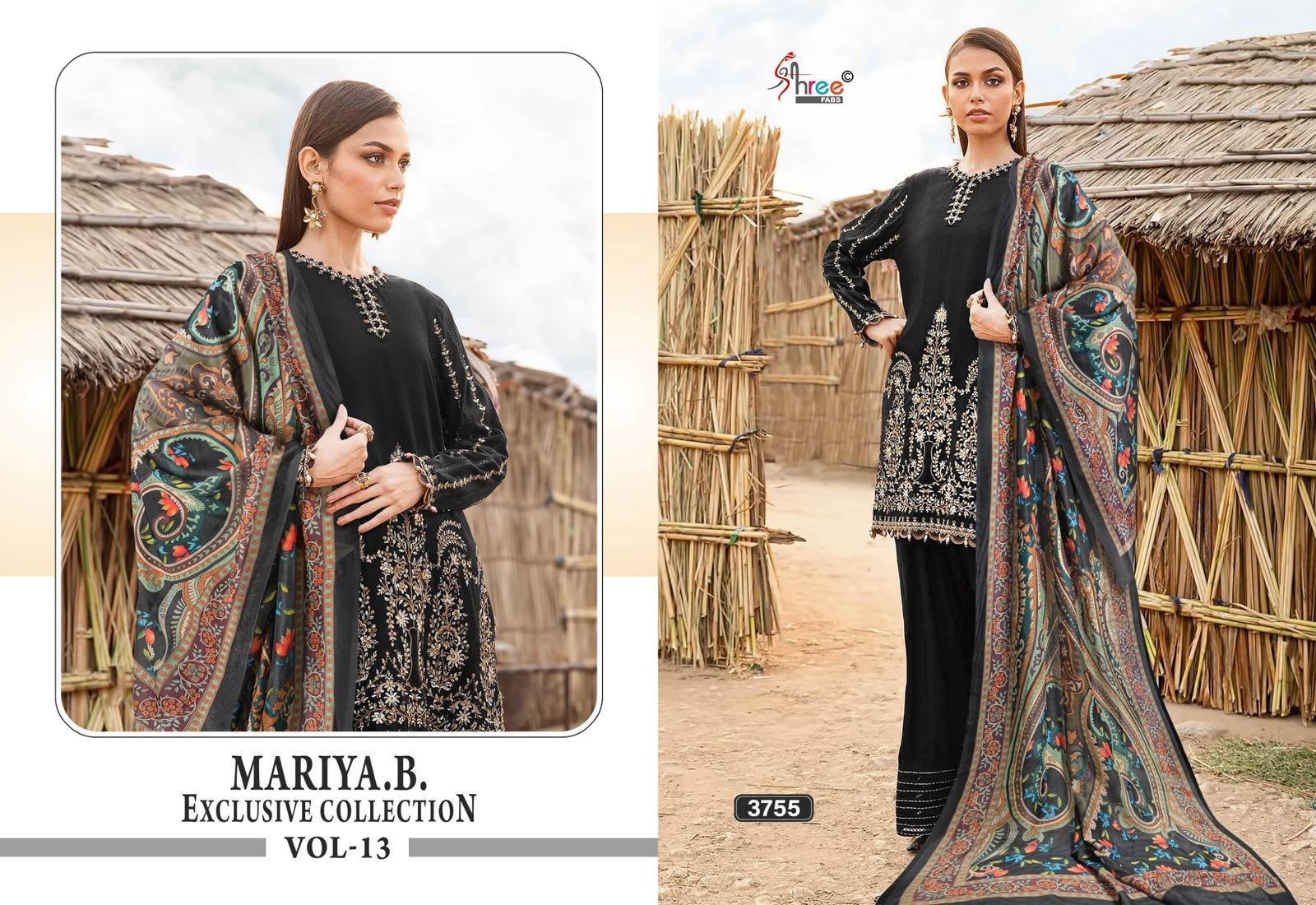 SHREE FABS 3755 MARIYA B EXCLUSIVE COLLECTION VOL 13 REYON BUY ONLINE PAKISTANI SUITS