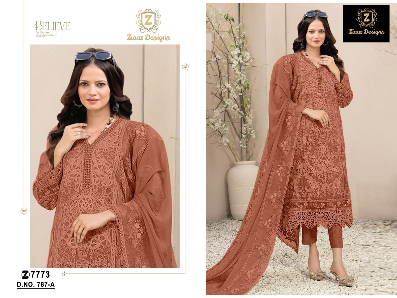 ZIAAZ DESIGNS 787 A B C D LATEST DESIGN PAKISTANI SUITS IN SURAT