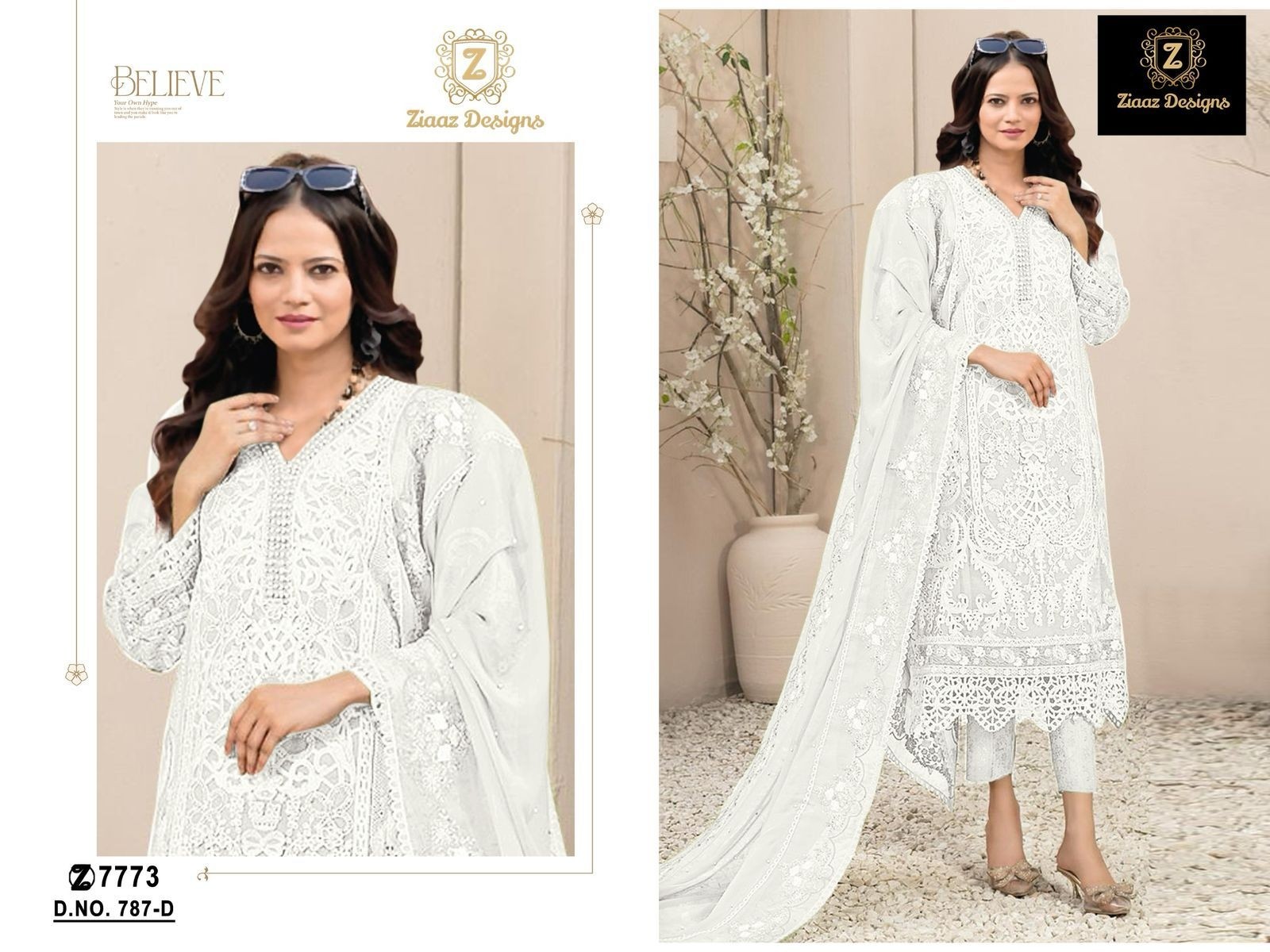 ZIAAZ DESIGNS 787 A B C D LATEST DESIGN PAKISTANI SUITS IN SURAT