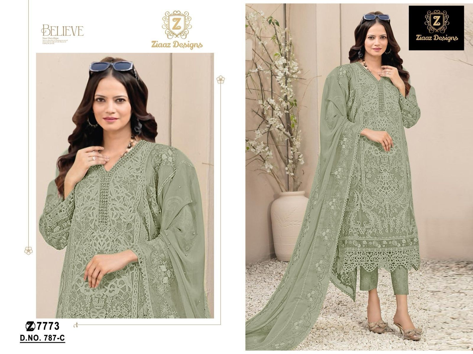 ZIAAZ DESIGNS 787 A B C D LATEST DESIGN PAKISTANI SUITS IN SURAT