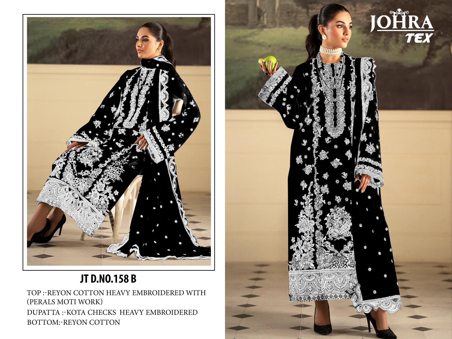 JOHRA TEX JT 158 B BLACK SALWAR SUITS SINGLE PIECE