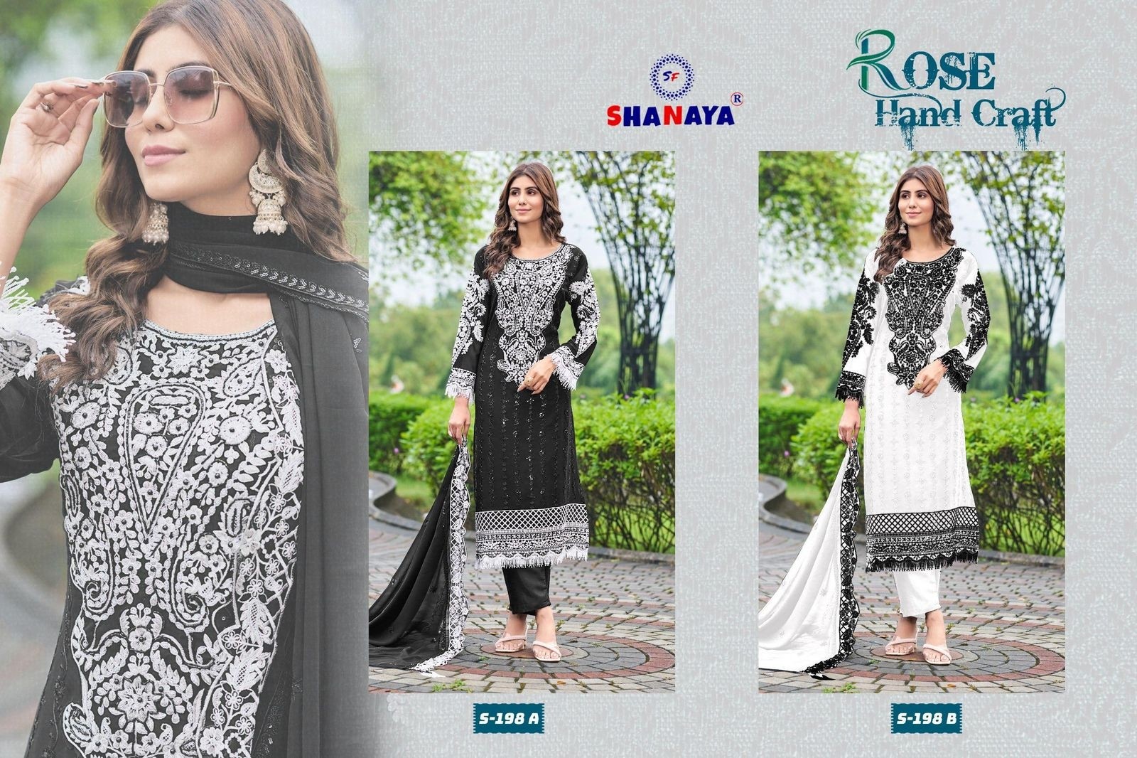 SHANAYA ROSE HAND CRAFT S 198 A B PAKISTANI SALWAR SUITS WITH PRICE