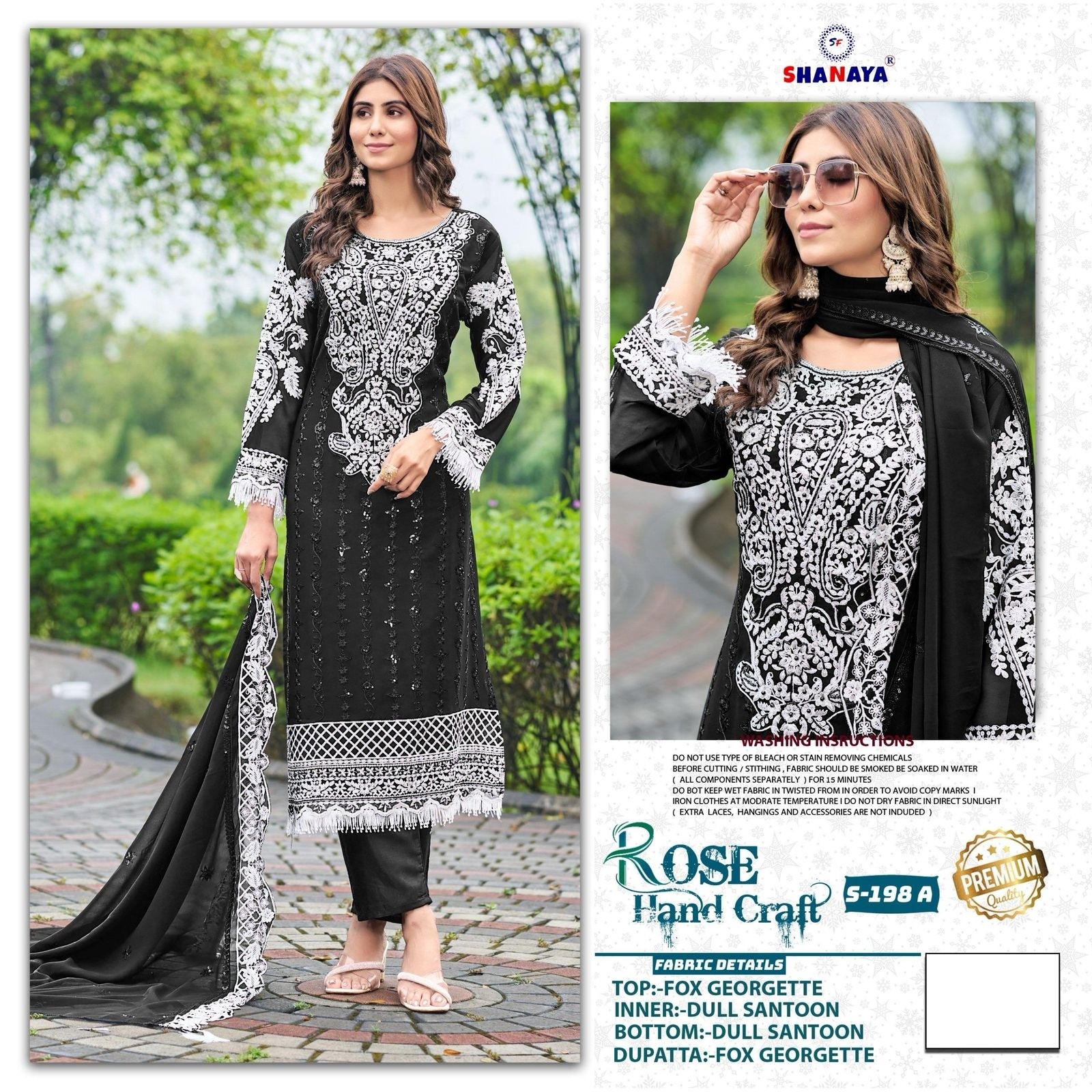 SHANAYA ROSE HAND CRAFT S 198 A B PAKISTANI SALWAR SUITS WITH PRICE