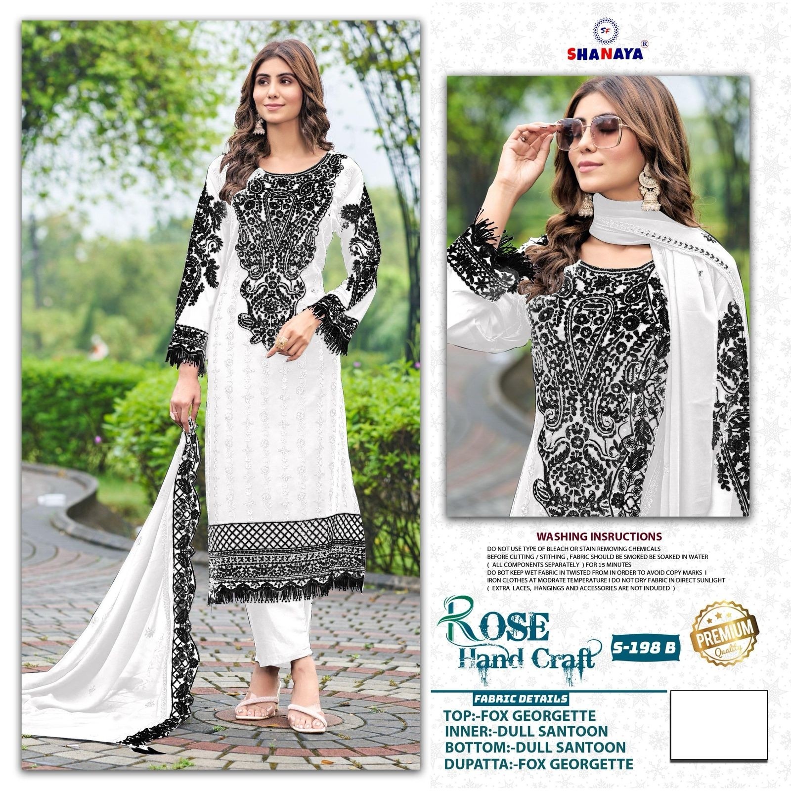SHANAYA ROSE HAND CRAFT S 198 A B PAKISTANI SALWAR SUITS WITH PRICE