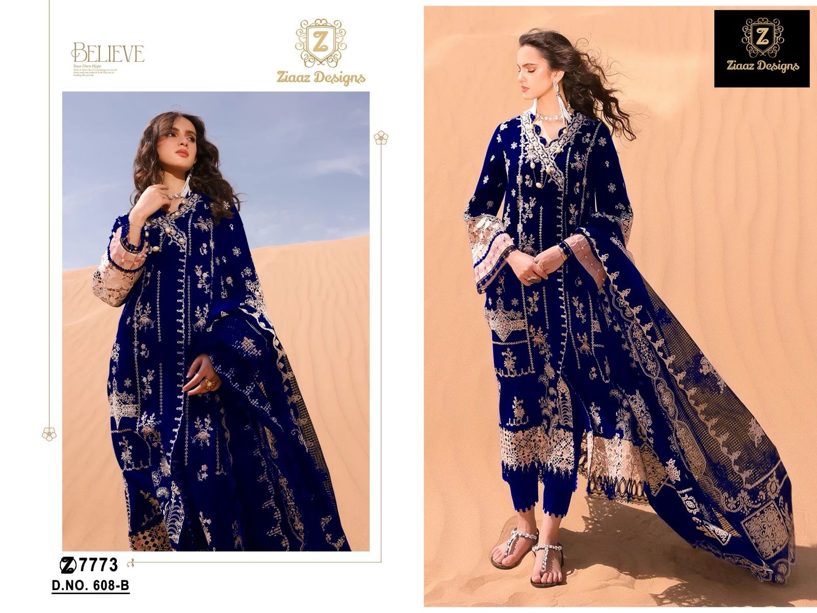 ZIAAZ DESIGNS 608 A B C D PAKISTANI SALWAR KAMEEZ SINGLE BY ONLINE