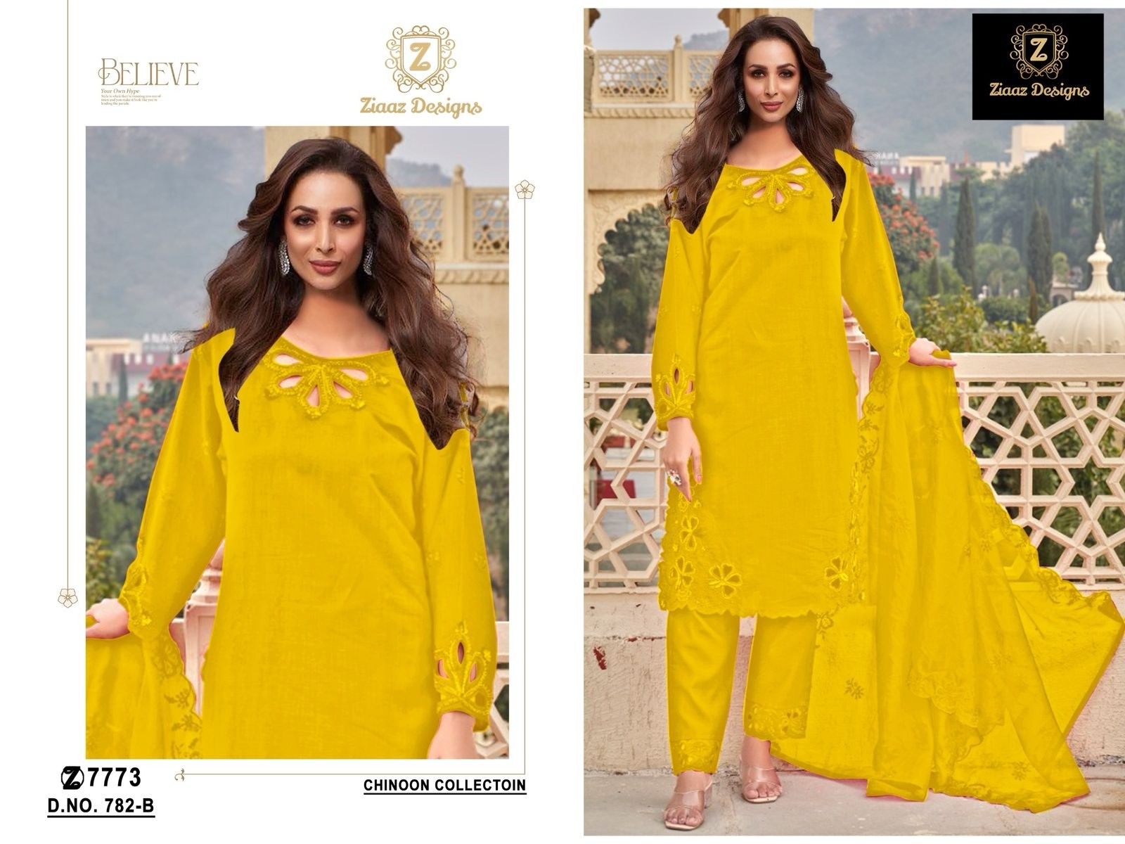 ZIAAZ DESIGNS 782 A B C CUTWORK PAKISTANI SUITS