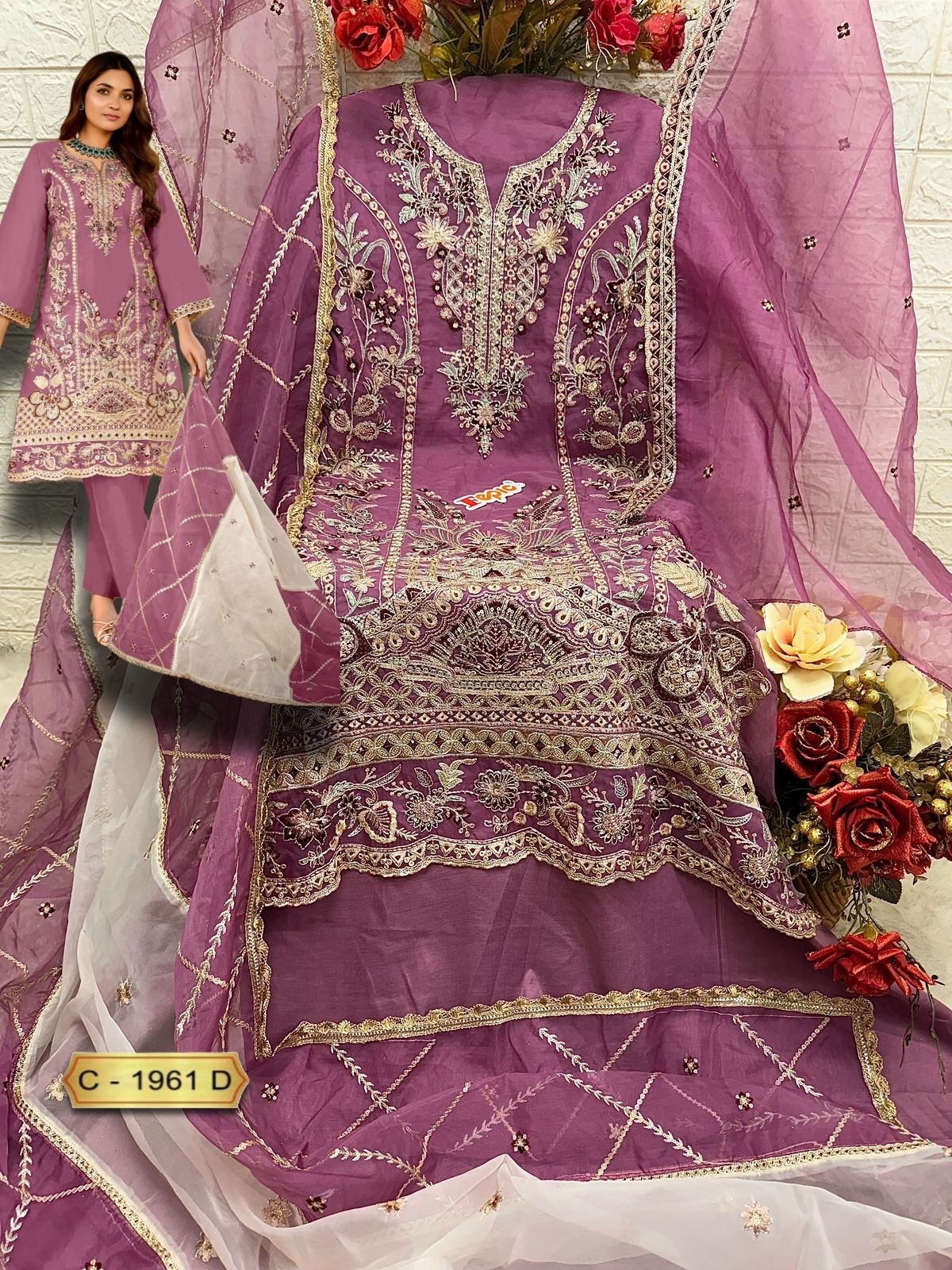 FEPIC ROSEMEEN C 1961 A TO 1961 D LATEST ORGANZA PAKISTANI SUITS