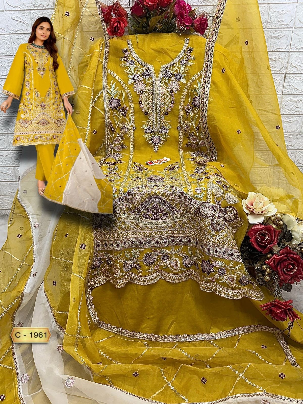 FEPIC ROSEMEEN C 1961 A TO 1961 D LATEST ORGANZA PAKISTANI SUITS
