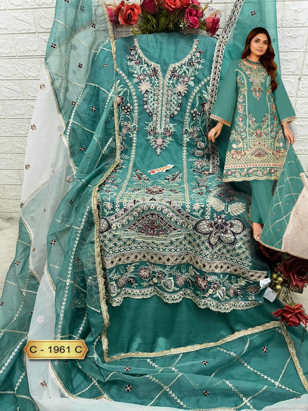 FEPIC ROSEMEEN C 1961 A TO 1961 D LATEST ORGANZA PAKISTANI SUITS