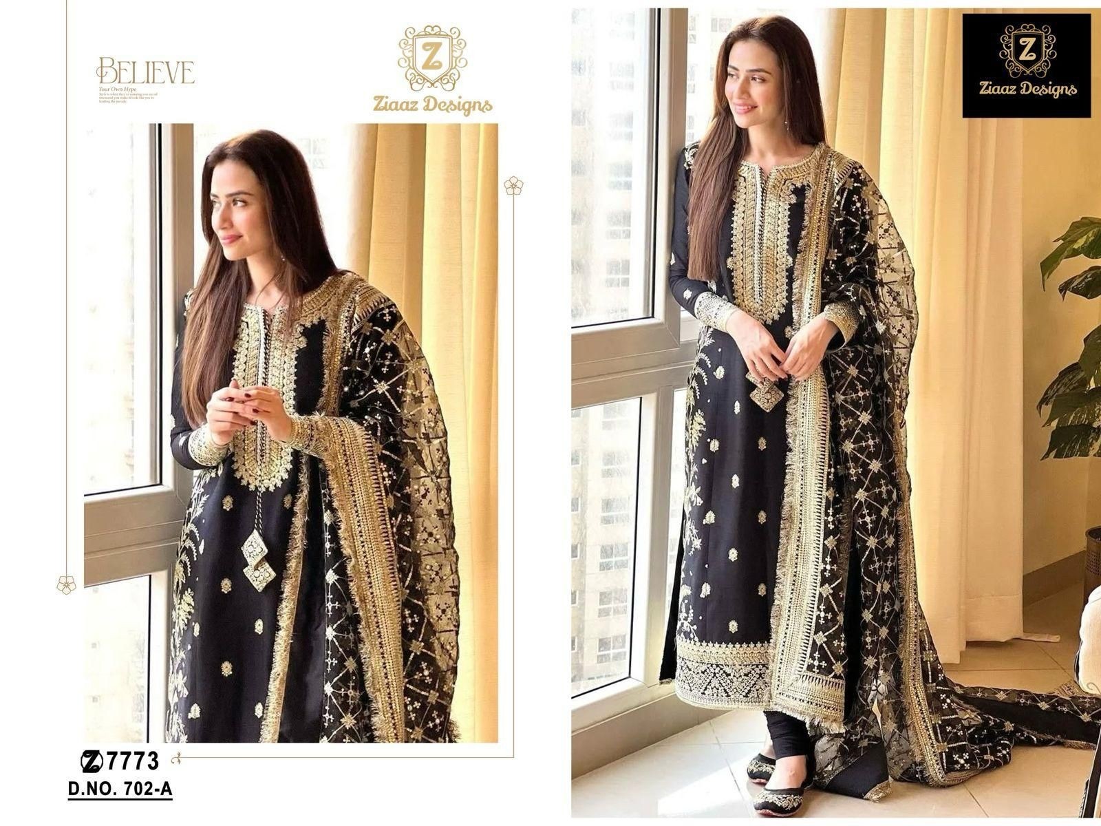 ZIAAZ DESIGNS 702 A DEALER BUY WHOLESALE PAKISTANI SUITS