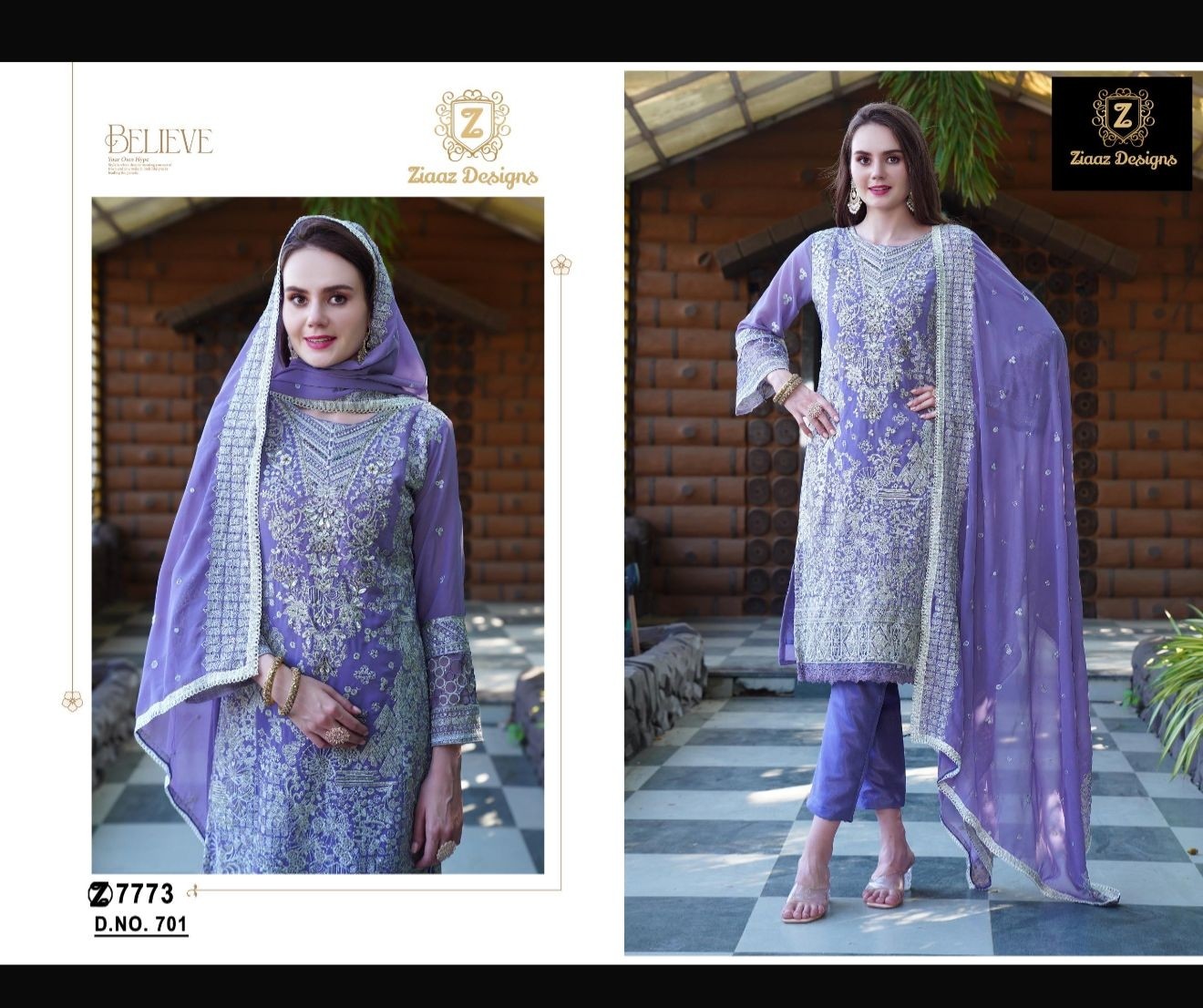 ZIAAZ DESIGNS 701 PAKISTANI SUITS WHOLESALE
