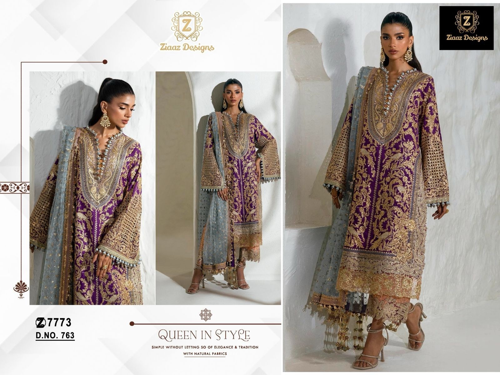 ZIAAZ DESIGNS 763 LATEST STYLISH PAKISTANI SUITS