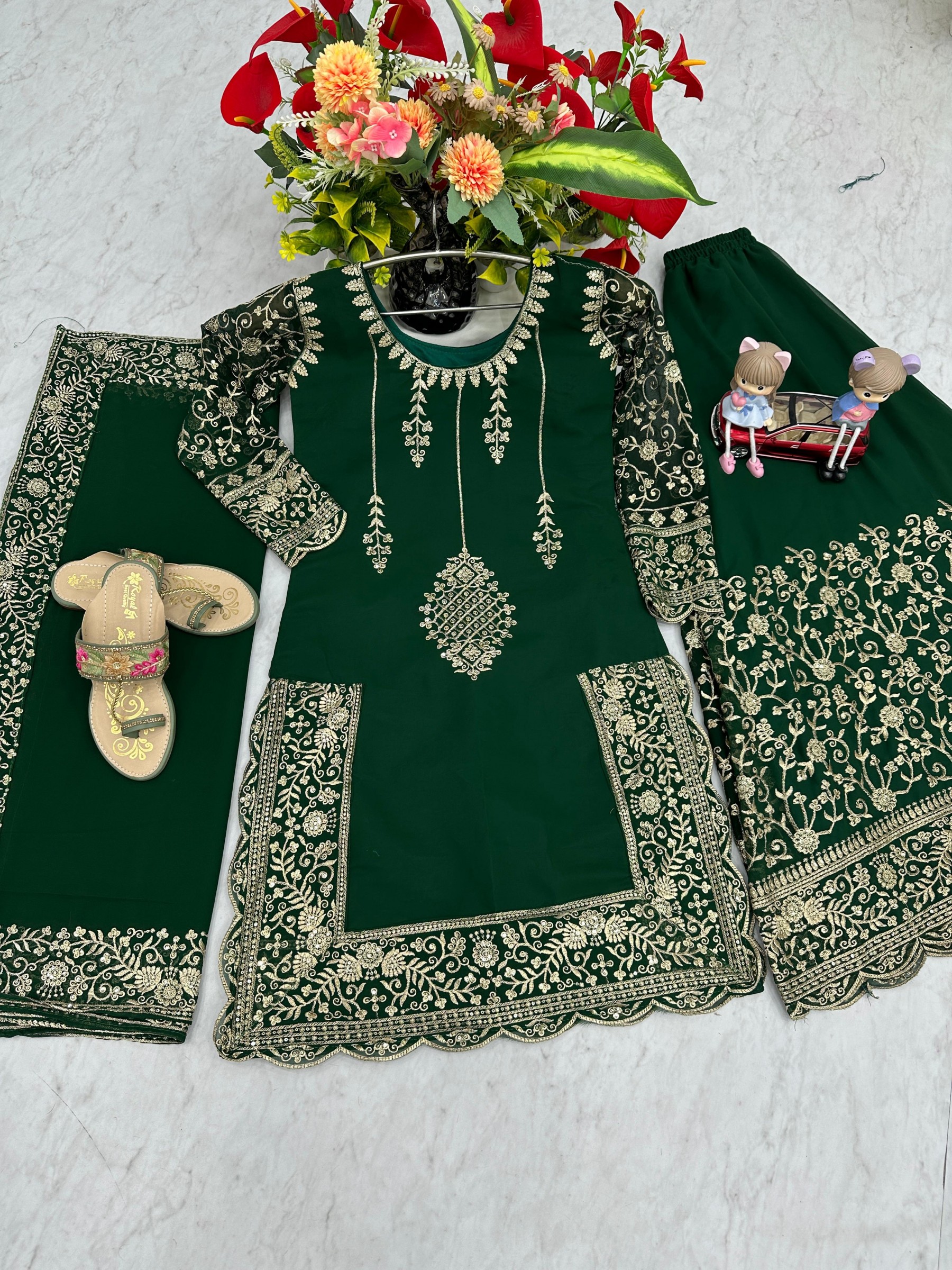 PARISHA FASHION PF 027 GREEN LATEST READYMADE PLAZZO 