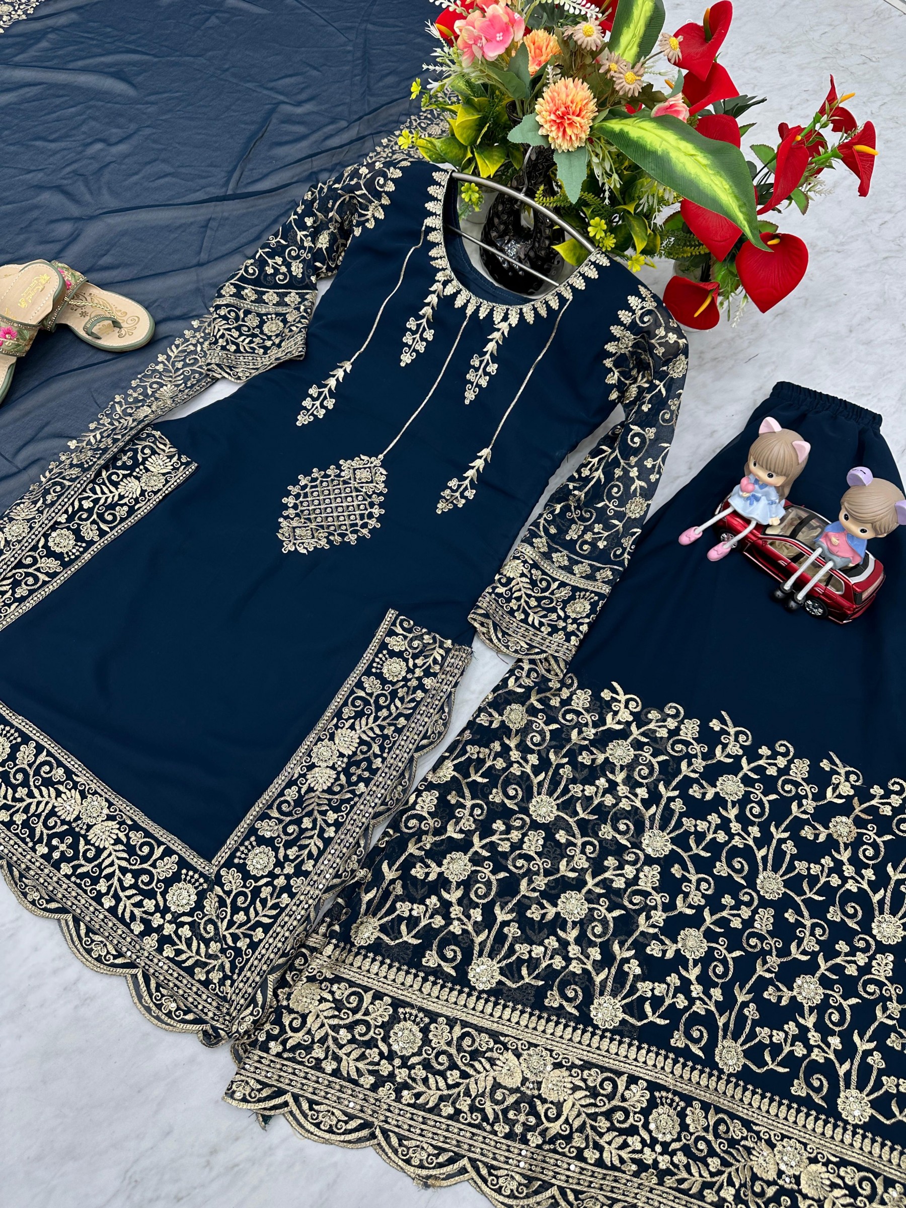 PARISHA FASHION PF 027 NAVYBLUE LATEST READYMADE SHARARA