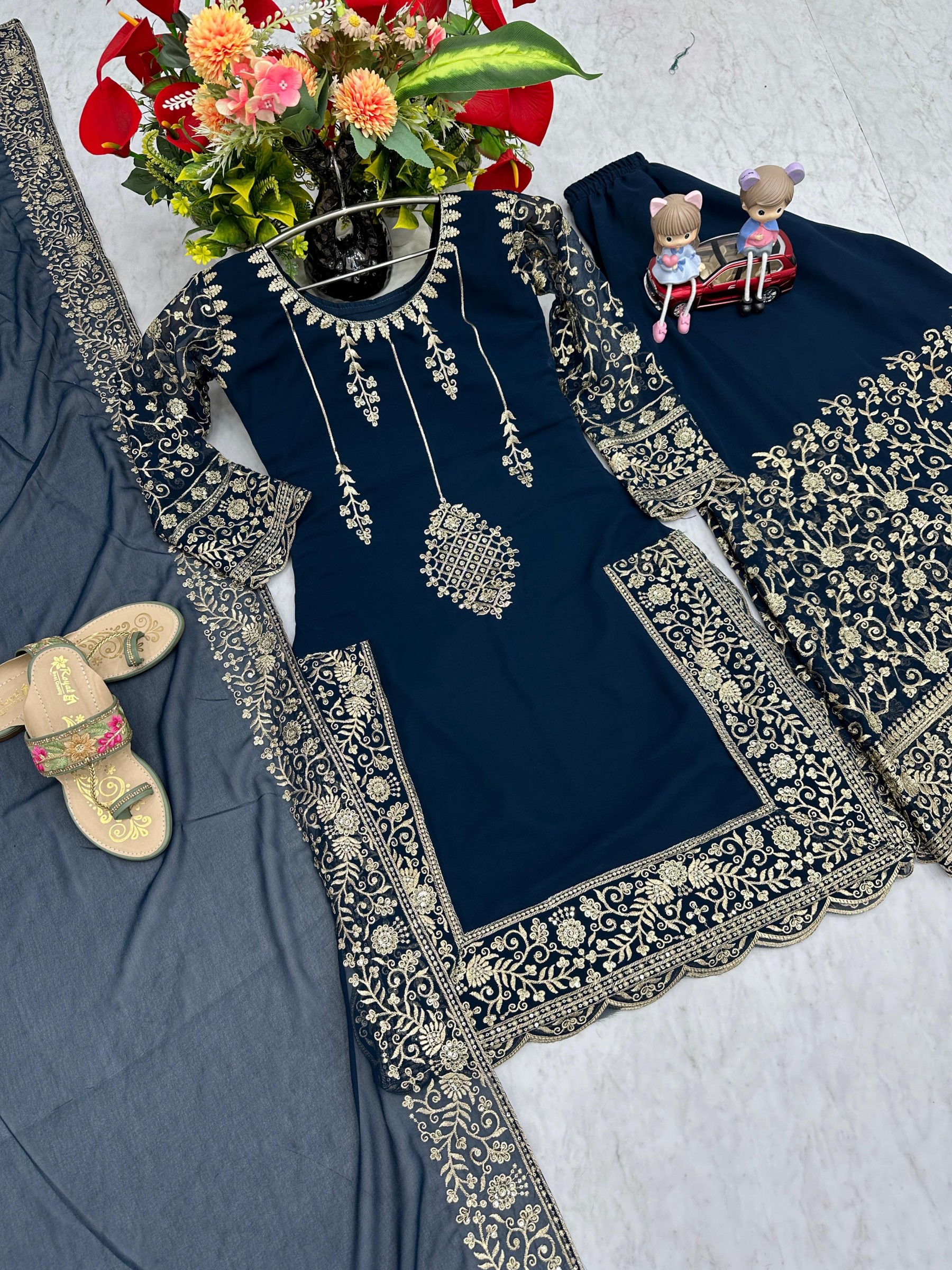 PARISHA FASHION PF 027 NAVYBLUE LATEST READYMADE SHARARA