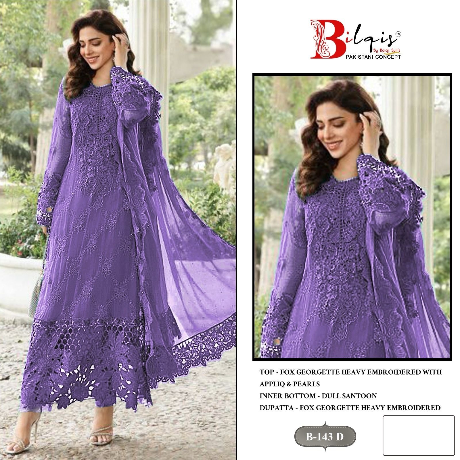 BILQIS B 143 D GEORGETTE COLLECTION PAKISTANI SUITS ONLINE SHOPPING