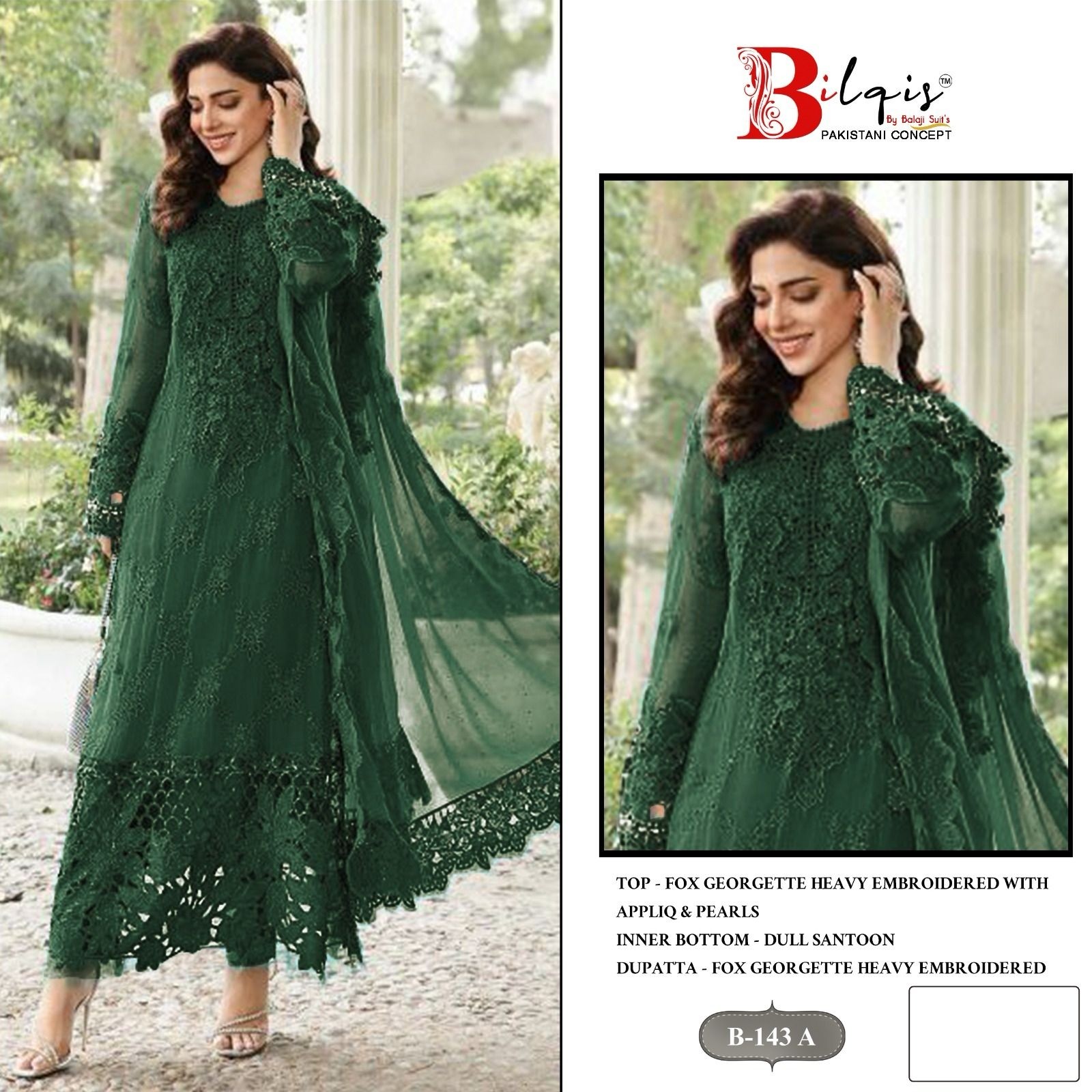 BILQIS B 143 A GEORGETTE COLLECTION PAKISTANI SUITS 