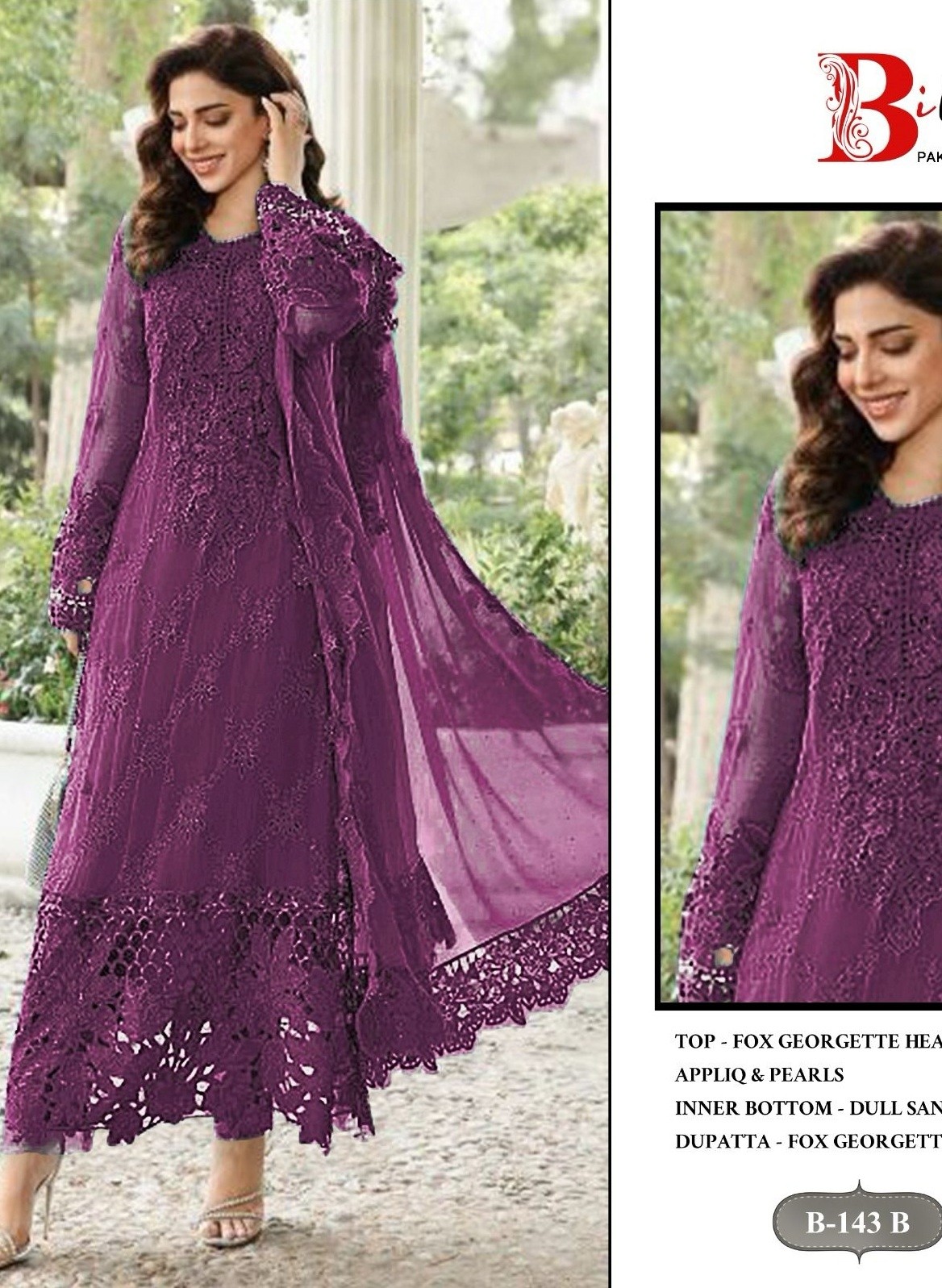 BILQIS B 143 B PAKISTANI SUITS GEORGETTE COLLECTION 