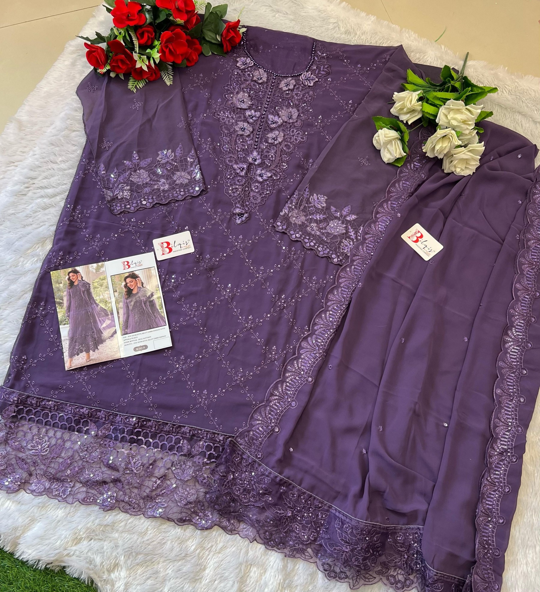 BILQIS B 143 D GEORGETTE COLLECTION PAKISTANI SUITS ONLINE SHOPPING