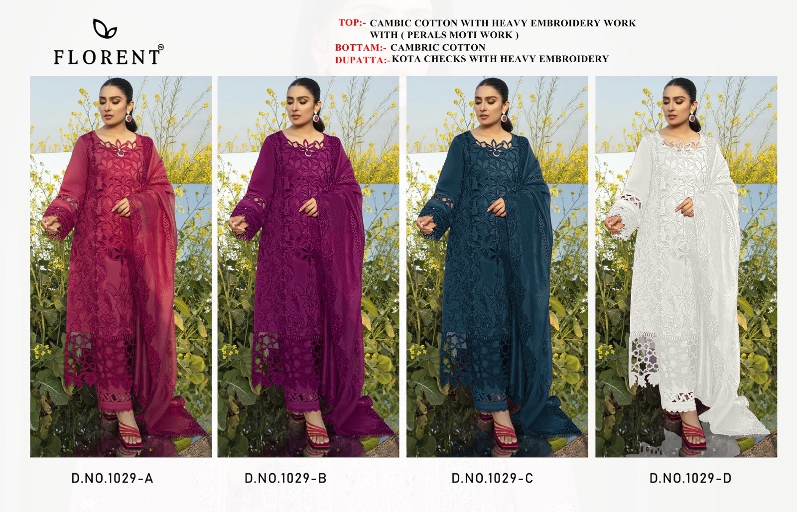FLORENT 1029 C PAKISTANI DRESSES CAMBRIC COTTON BY SURAT